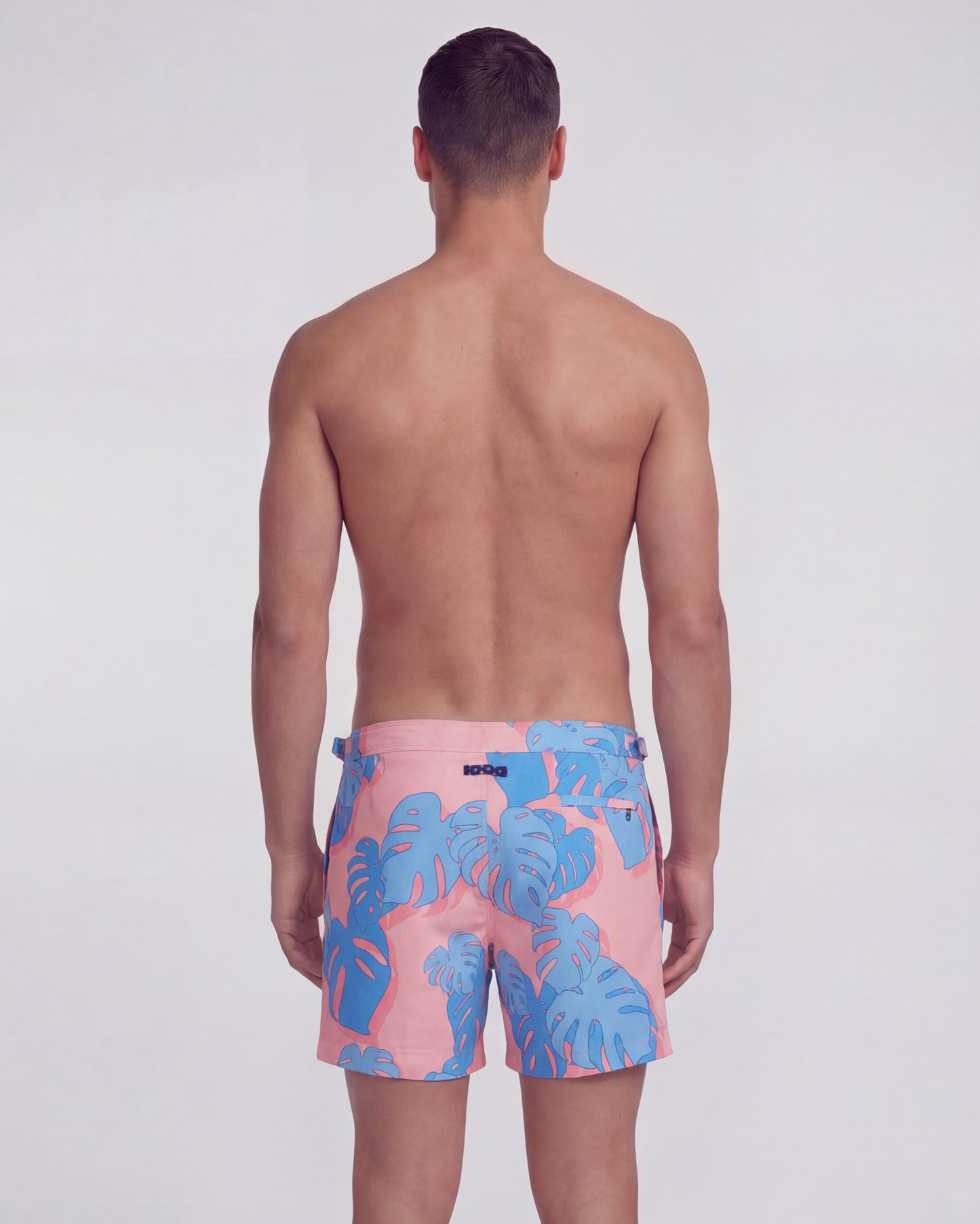 POOL MONSTERA FLORAL CORAL TAILORED MENS SWIM SHORT