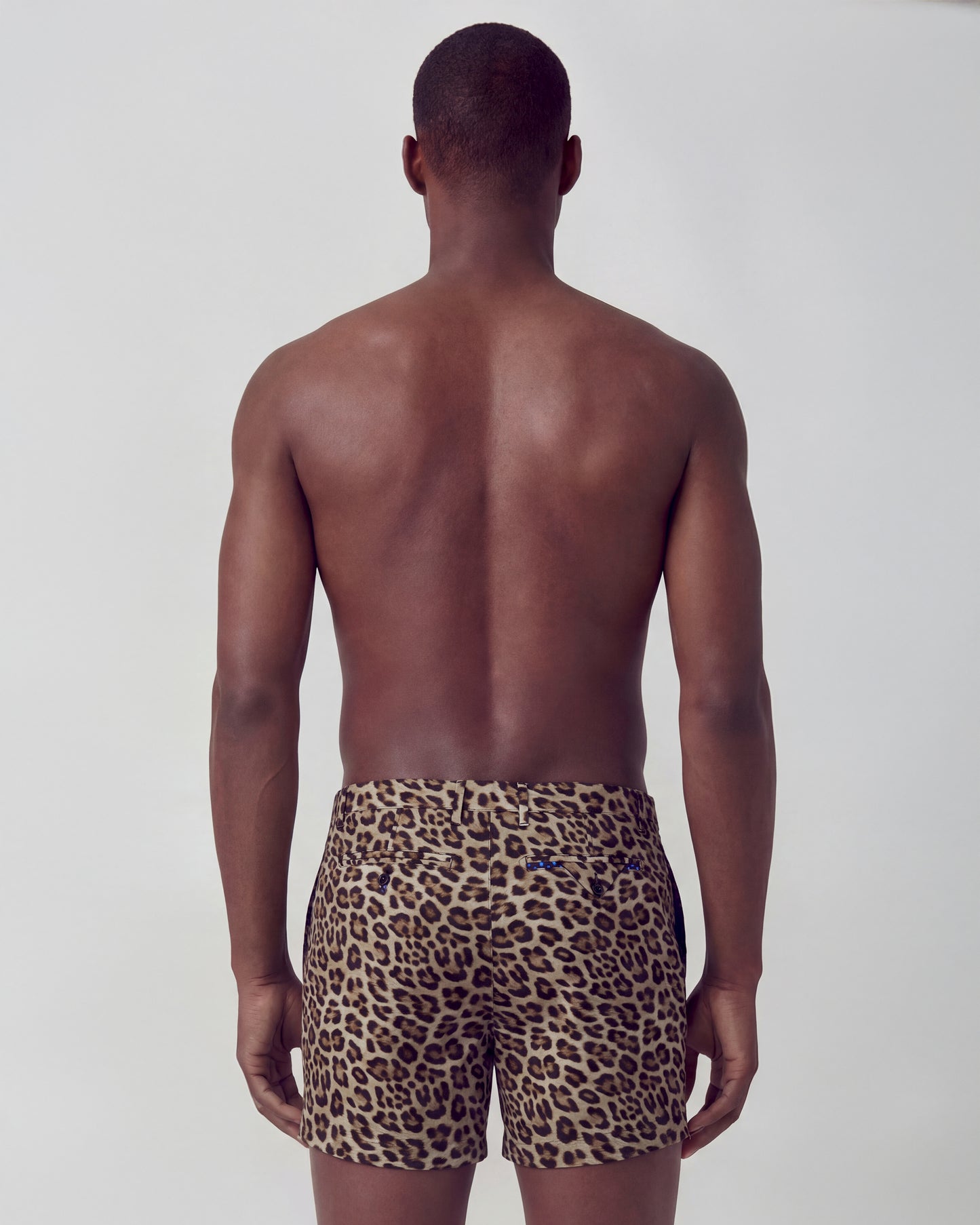 POOL LEOPARD BROWN MENS TAILORED SWIM SHORT