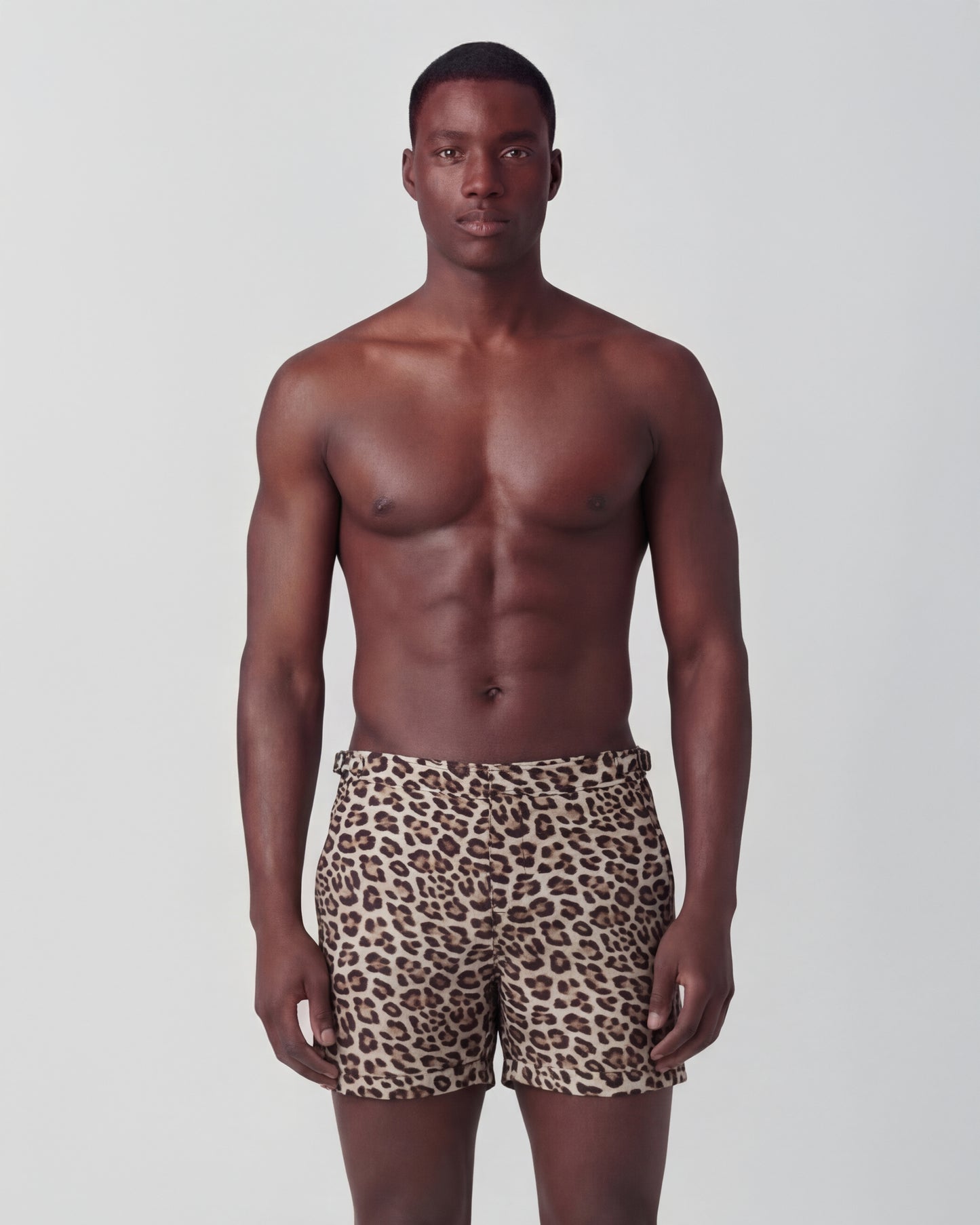 POOL LEOPARD BROWN MENS TAILORED SWIM SHORT