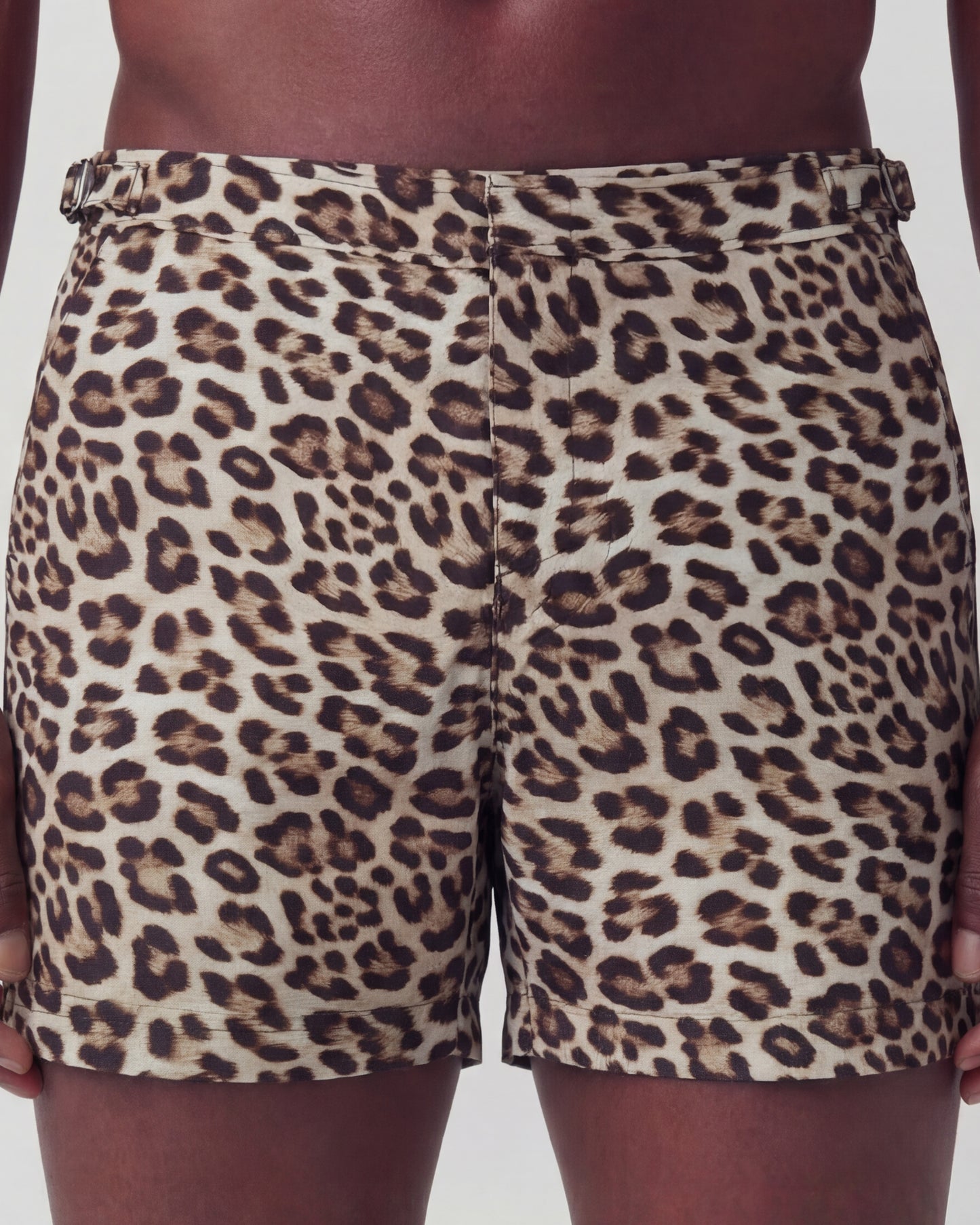 POOL LEOPARD BROWN MENS TAILORED SWIM SHORT