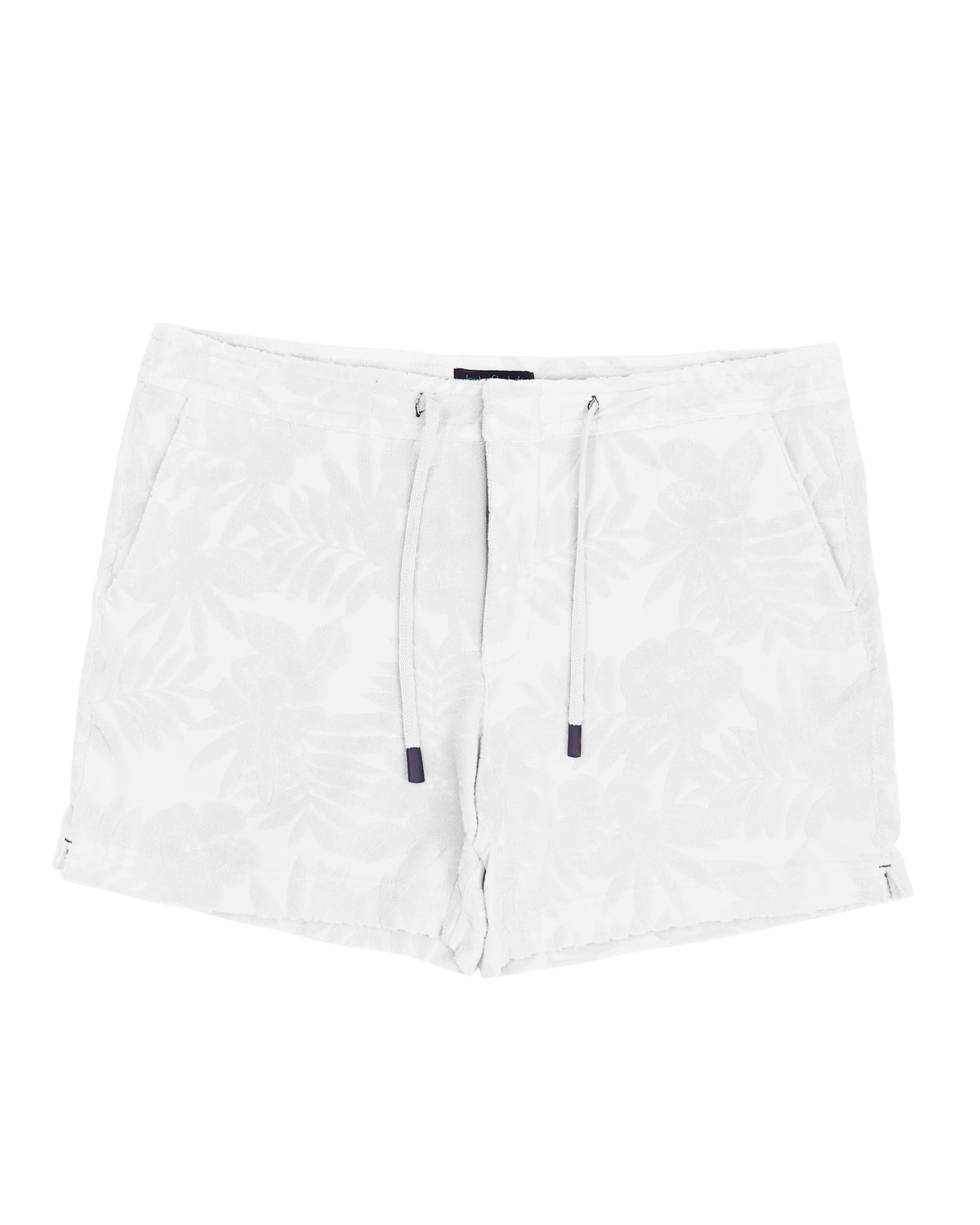 SAM FARM FLORAL TOWEL SHORT - WHITE