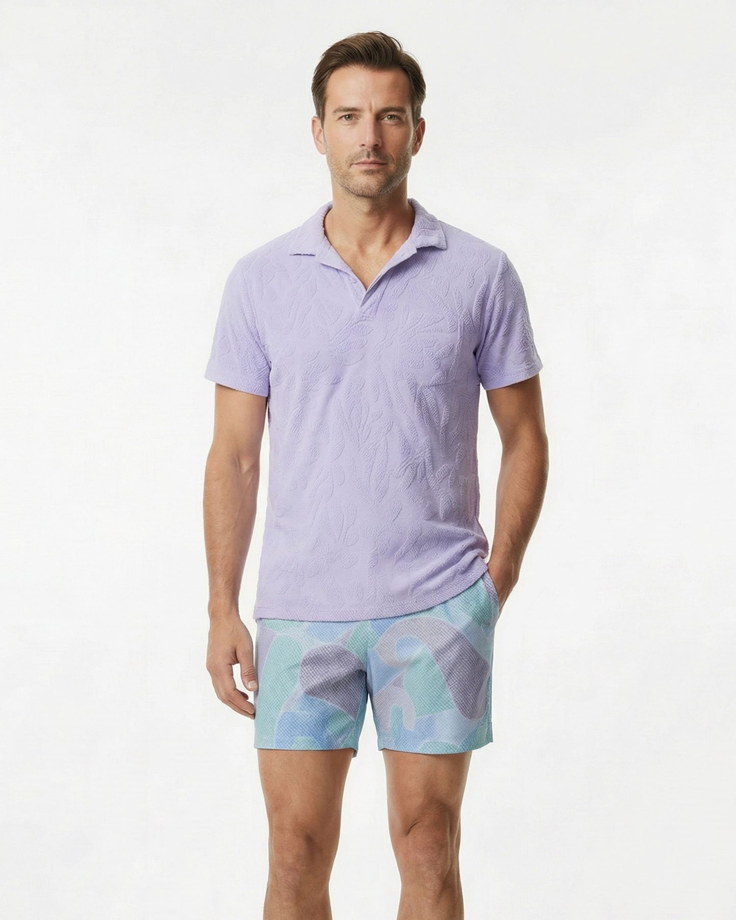 JOHNNY CORAL TOWEL POLO SHIRT IN LAVENDER