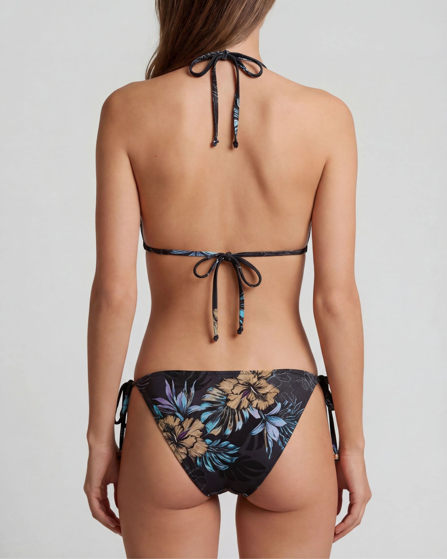 BONITA EXOTIC FLORAL BLACK WOMENS BIKINI BOTTOM