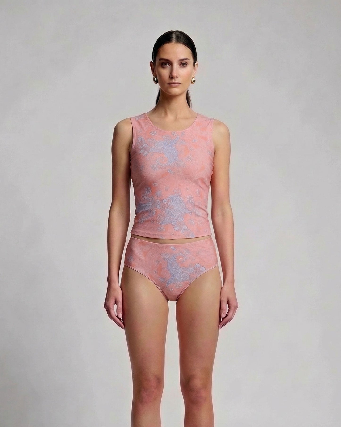 HENRIETTA PAISLEY EXPLOSION CORAL WOMENS SWIMSUIT BOTTOM