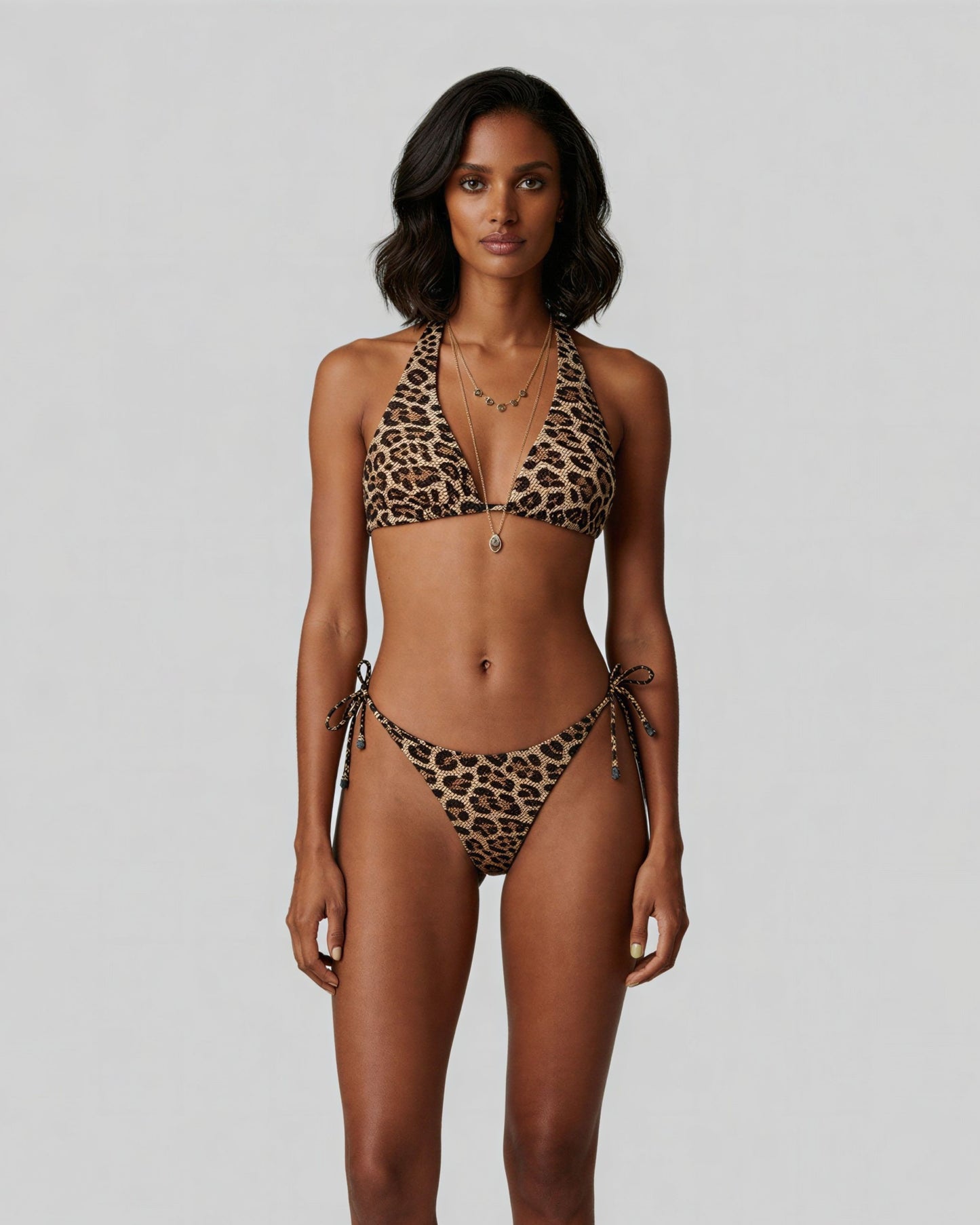 SAMARA LEOPARD BROWN WOMENS BIKINI BOTTOM
