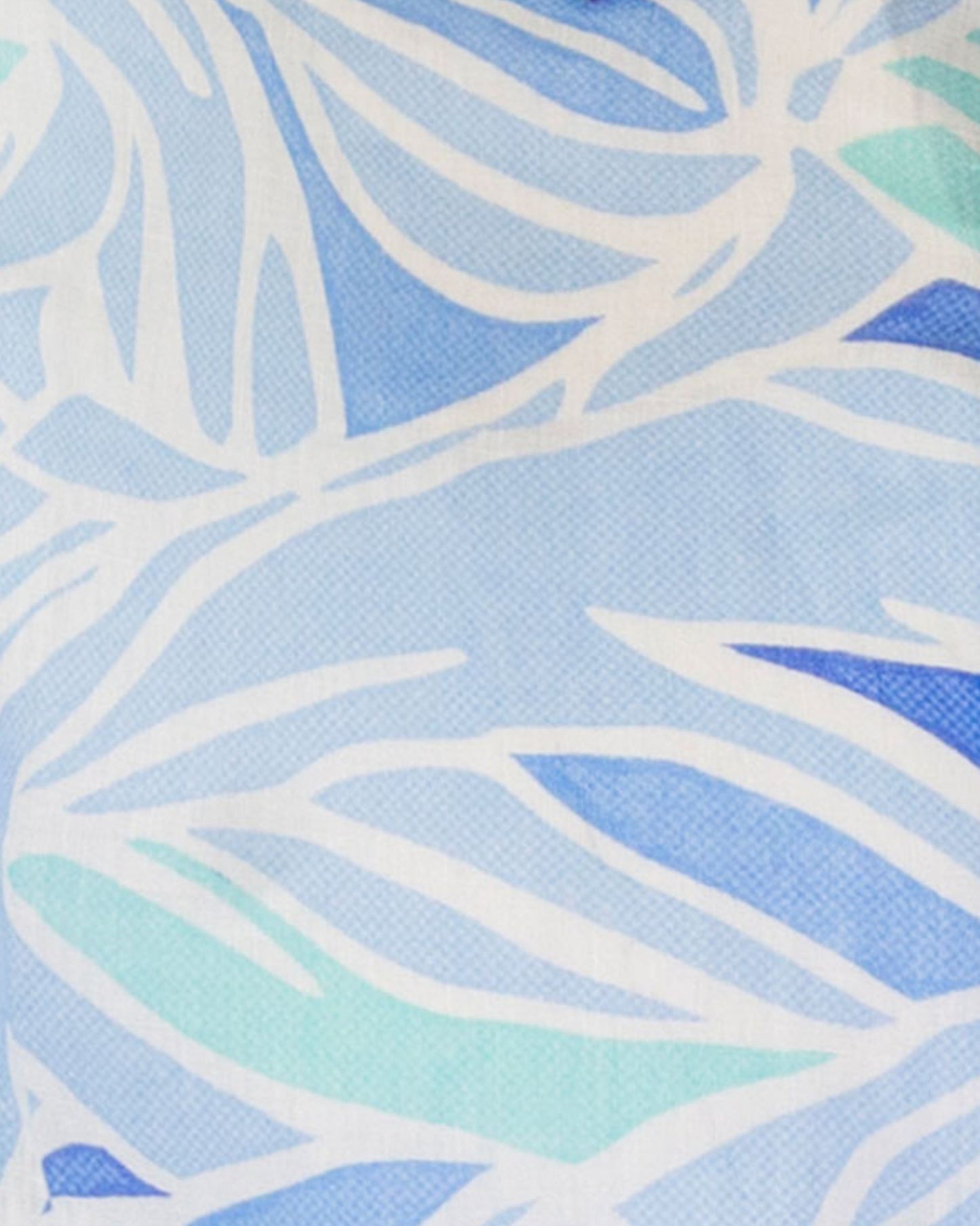 LANDON SIMPLE LEAVES LINEN SHIRT - BLUE