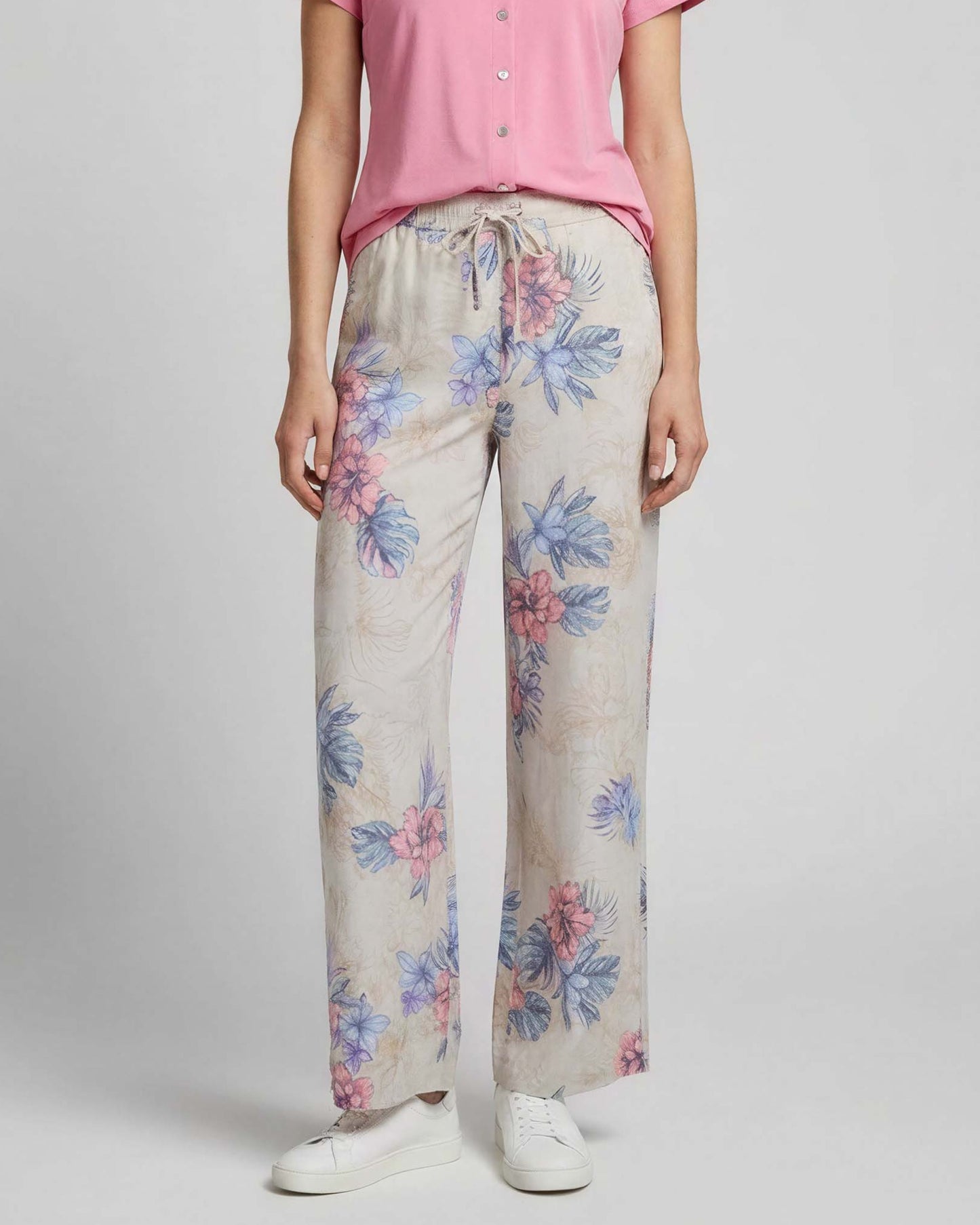 LILLIAN EXOTIC FLORAL NATURAL WOMENS WIDE-LEG PANT