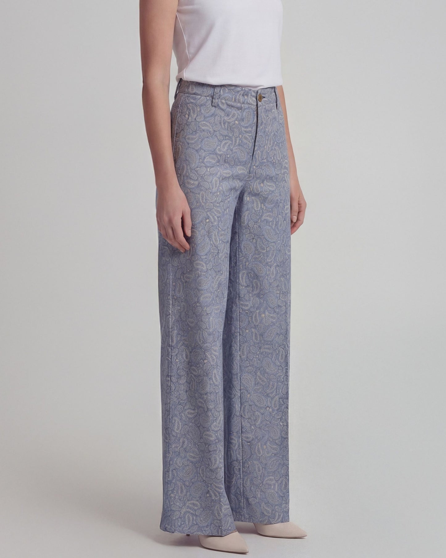 PHILLIS PAISLEY PILE NATURAL WOMENS WIDE-LEG PANT