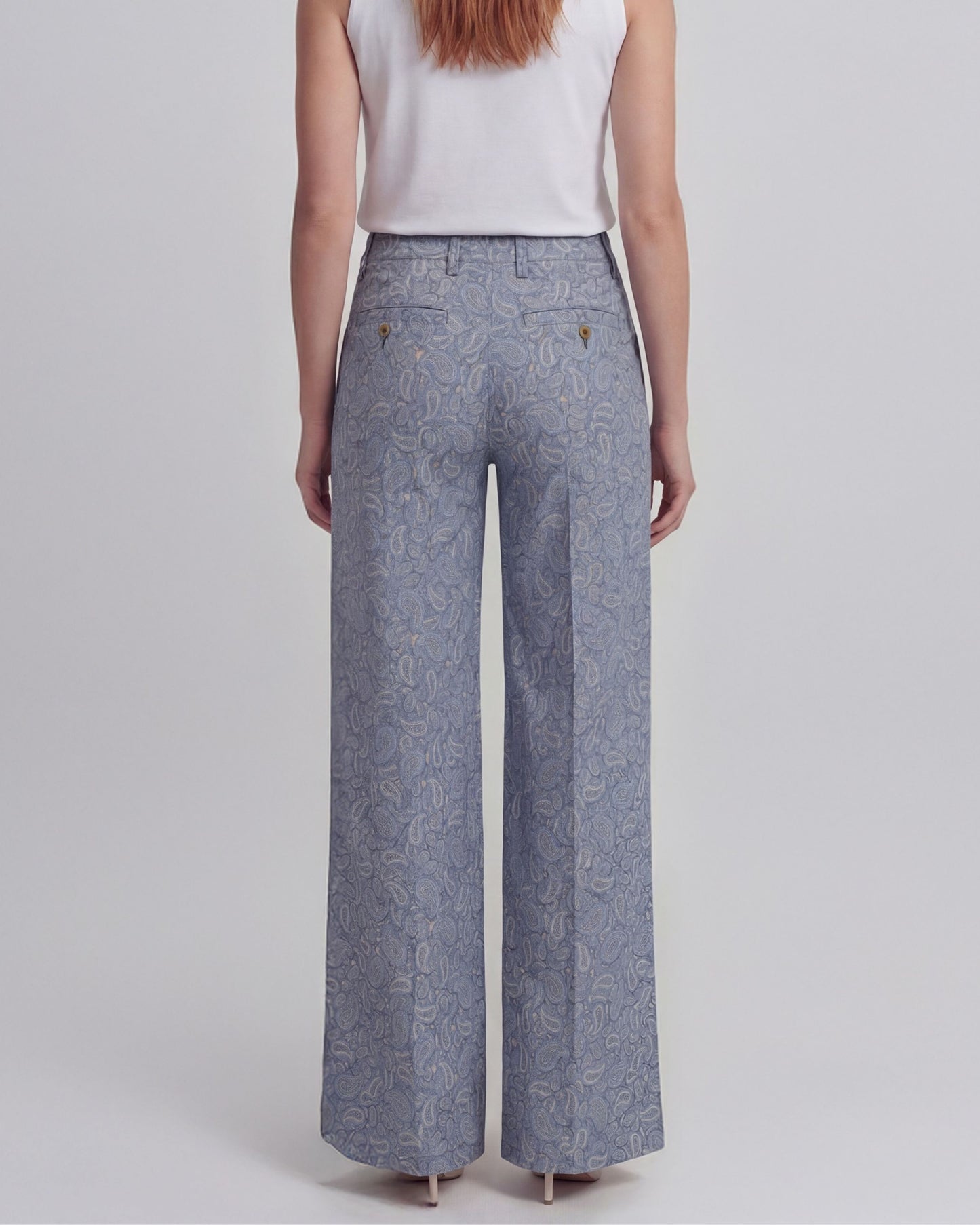 PHILLIS PAISLEY PILE NATURAL WOMENS WIDE-LEG PANT