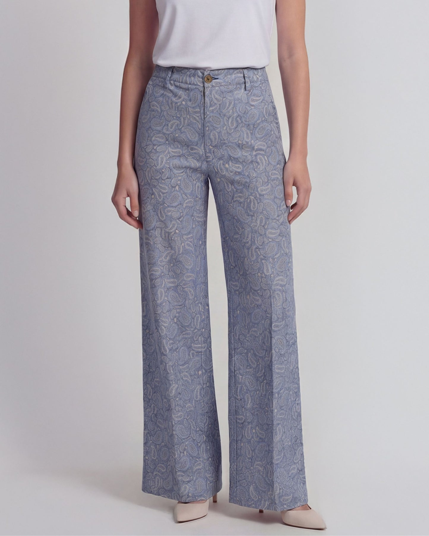 PHILLIS PAISLEY PILE NATURAL WOMENS WIDE-LEG PANT