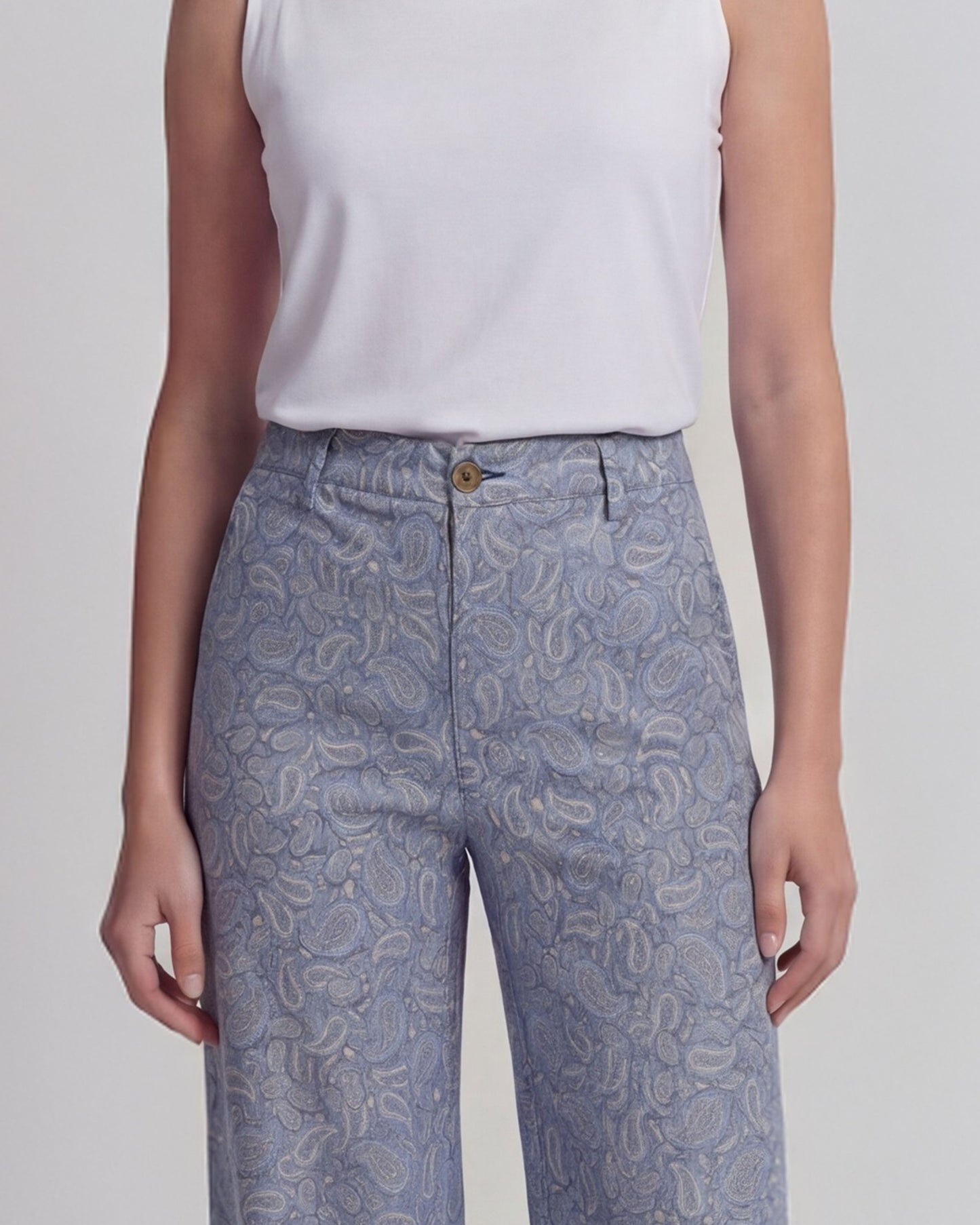 PHILLIS PAISLEY PILE NATURAL WOMENS WIDE-LEG PANT