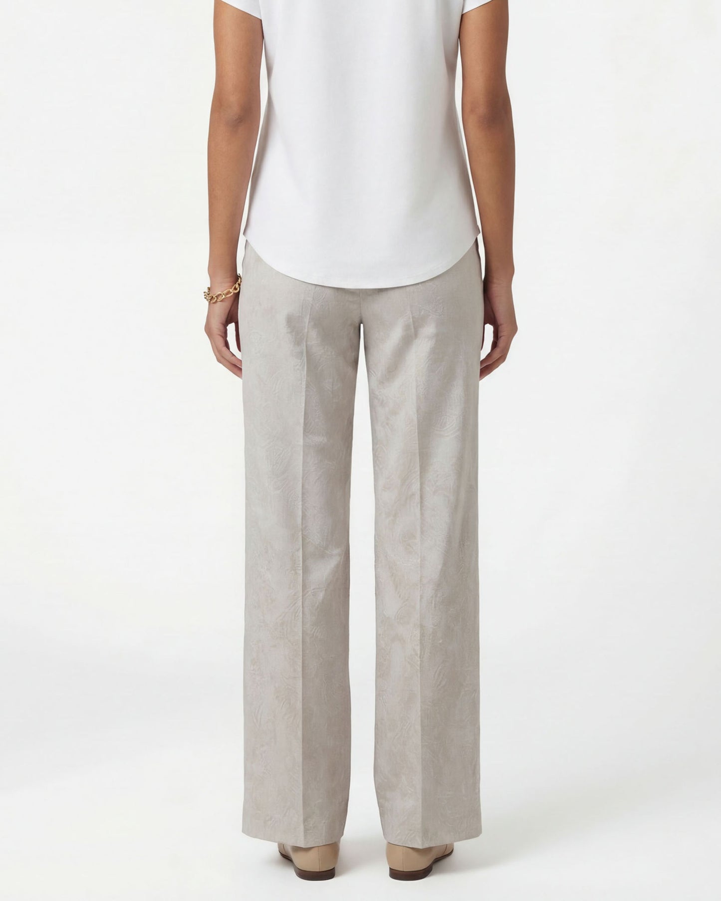 PHILLIS PAISLEY EXPLOSION IVORY WOMENS WIDE-LEG PANT