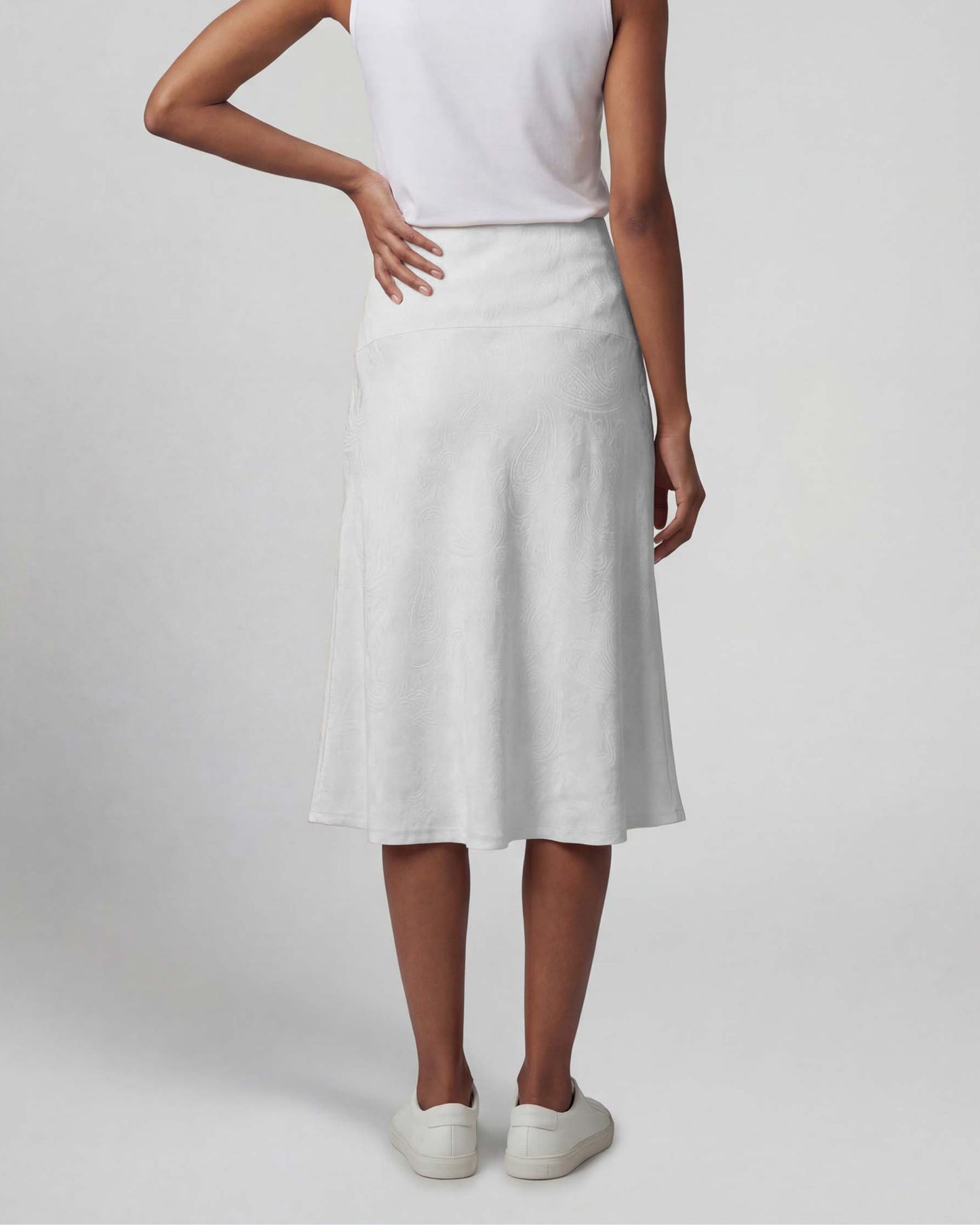 MARNI PAISLEY EXPLOSION IVORY WOMENS MIDI SKIRT