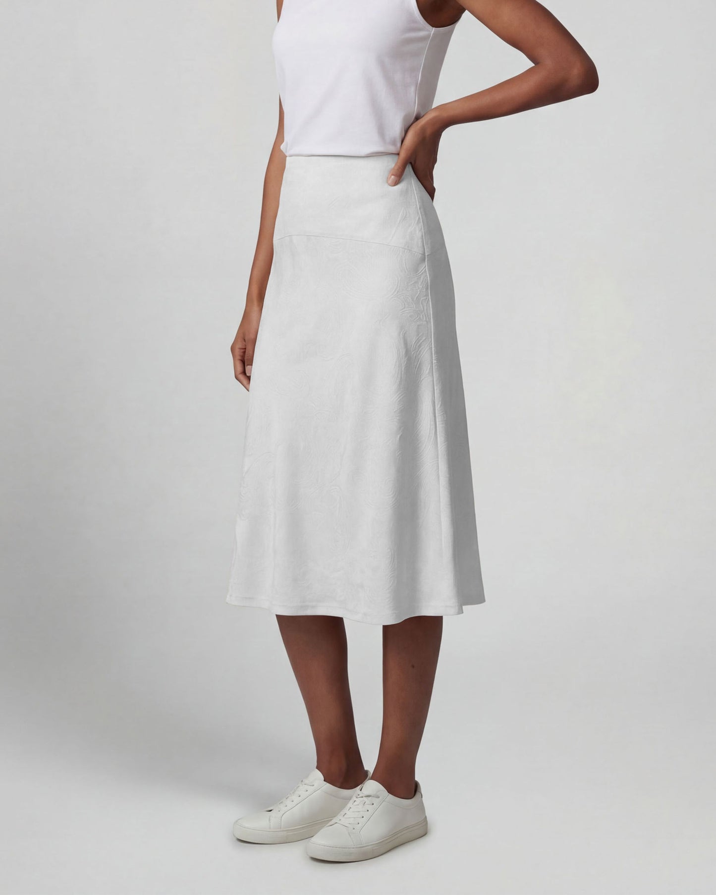 MARNI PAISLEY EXPLOSION IVORY WOMENS MIDI SKIRT