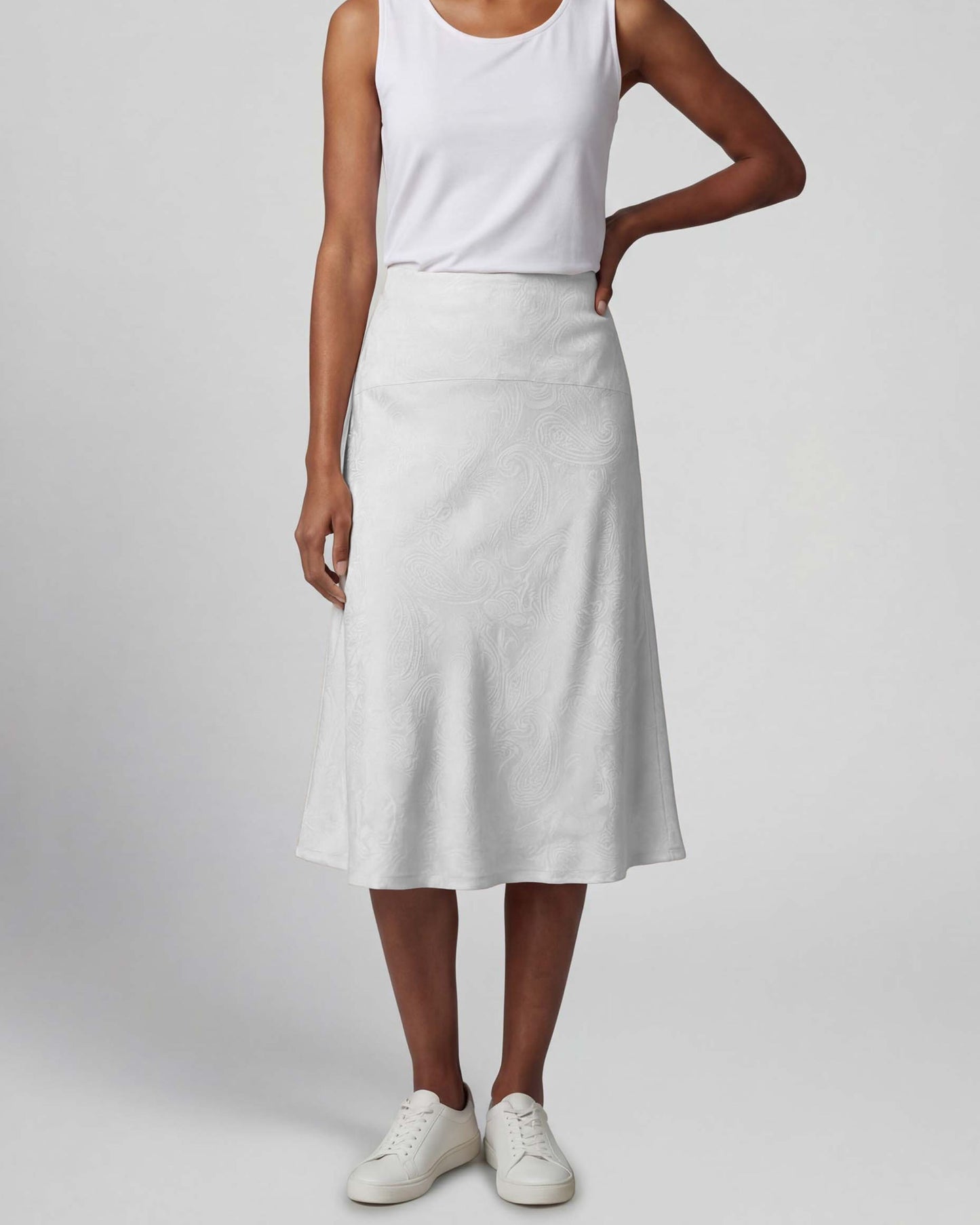 MARNI PAISLEY EXPLOSION IVORY WOMENS MIDI SKIRT