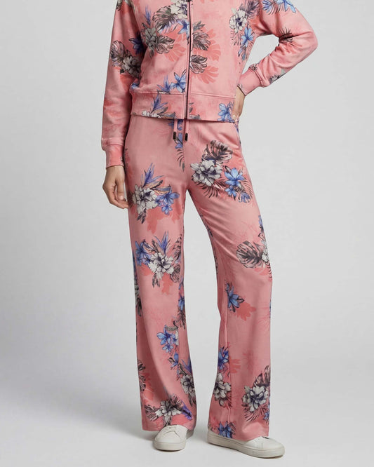 SANCHEZ EXOTIC FLORAL CORAL WOMENS WIDE-LEG PANT