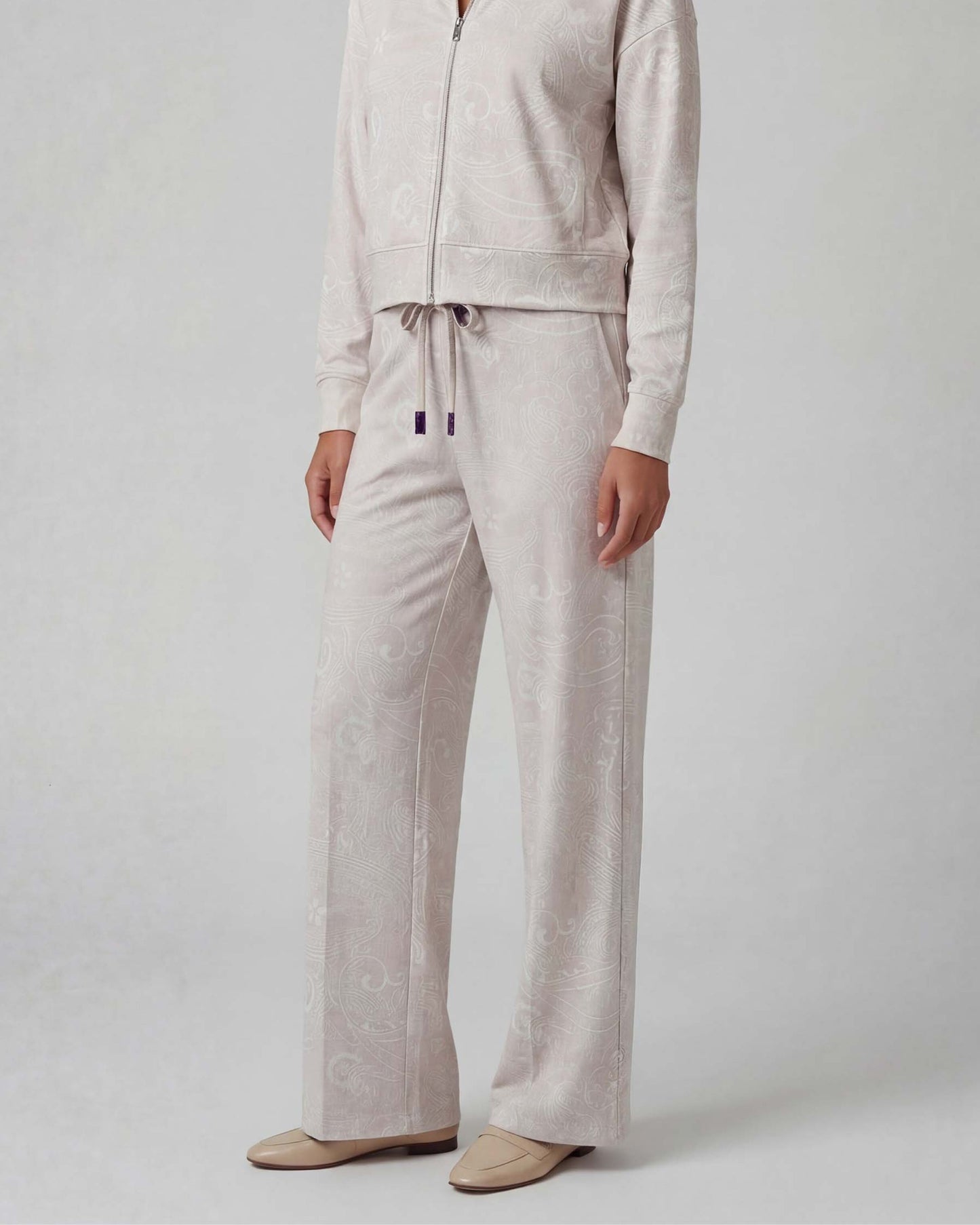 SANCHEZ PAISLEY EXPLOSION IVORY WOMENS WIDE-LEG PANT