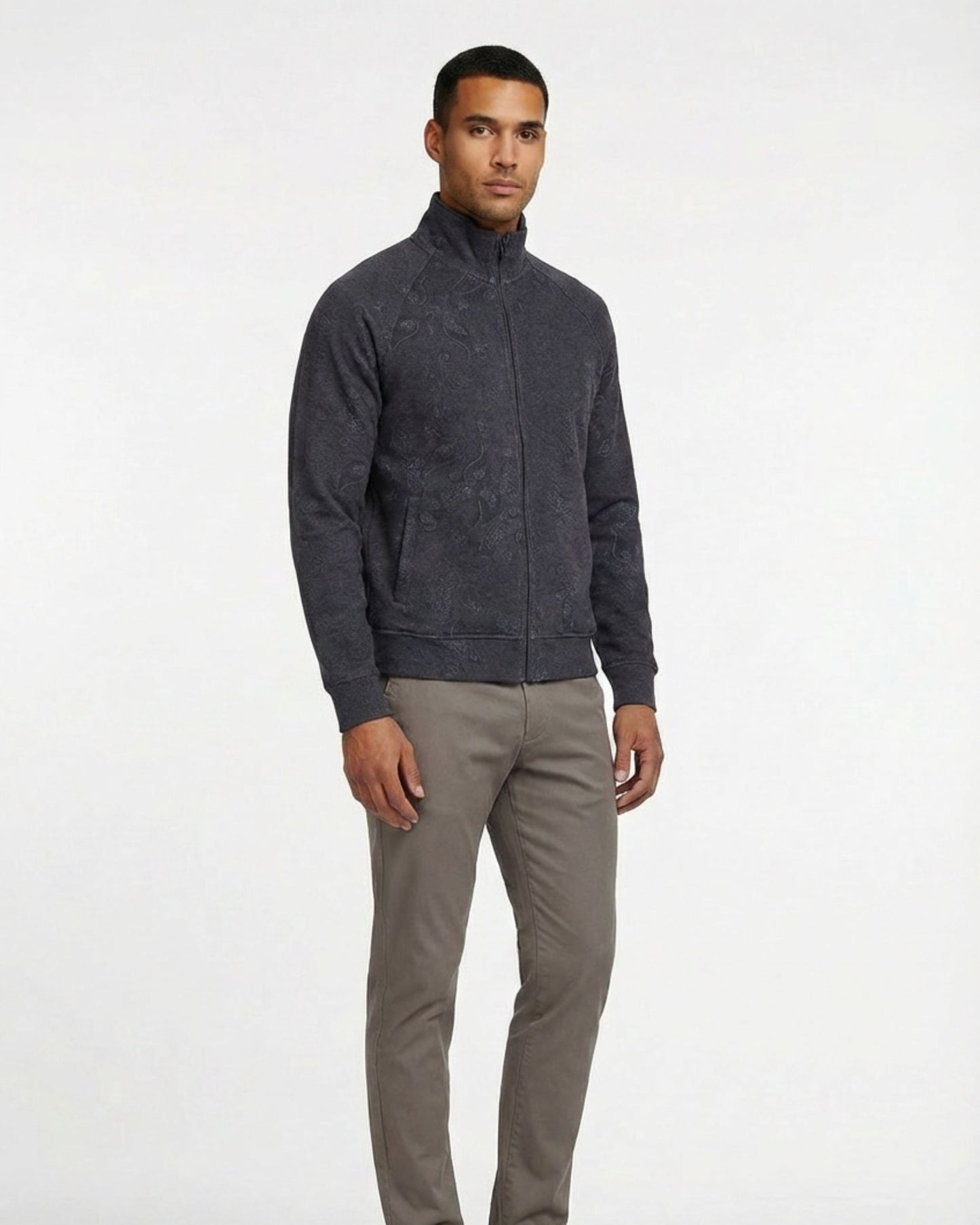 NEVILLE MONTGAT PAISLEY FULL-ZIP JACKET - BLACK