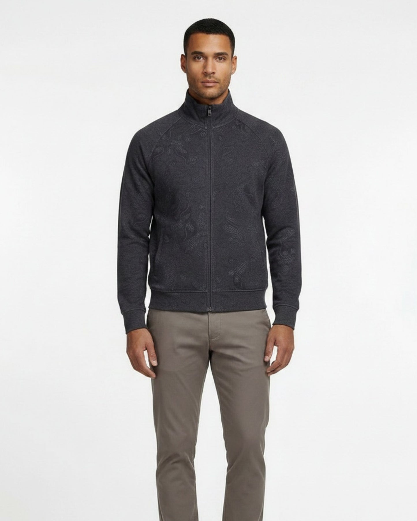 NEVILLE MONTGAT PAISLEY FULL-ZIP JACKET - BLACK