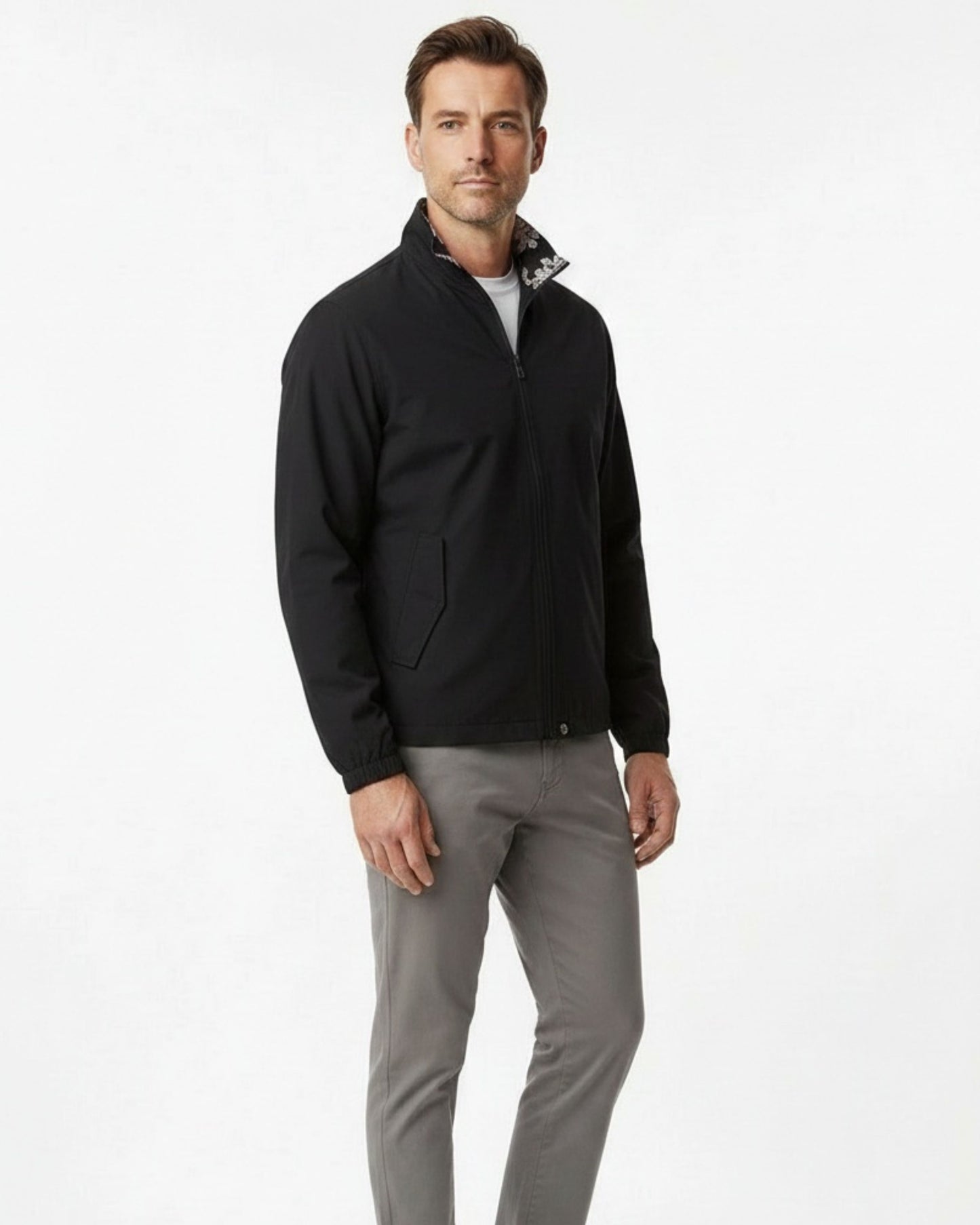 PASCALI SERIOUS FLORAL REVERSIBLE PERFORMANCE JACKET - BLACK