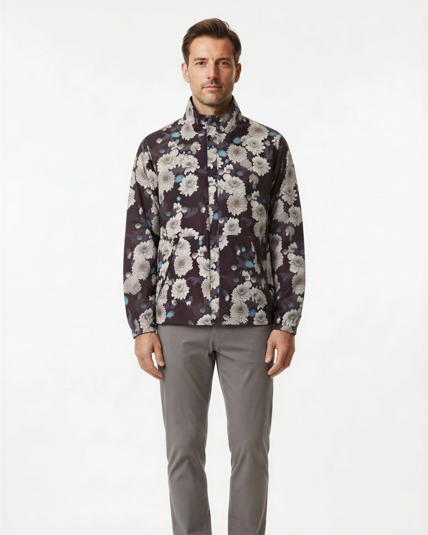 PASCALI SERIOUS FLORAL REVERSIBLE PERFORMANCE JACKET - BLACK