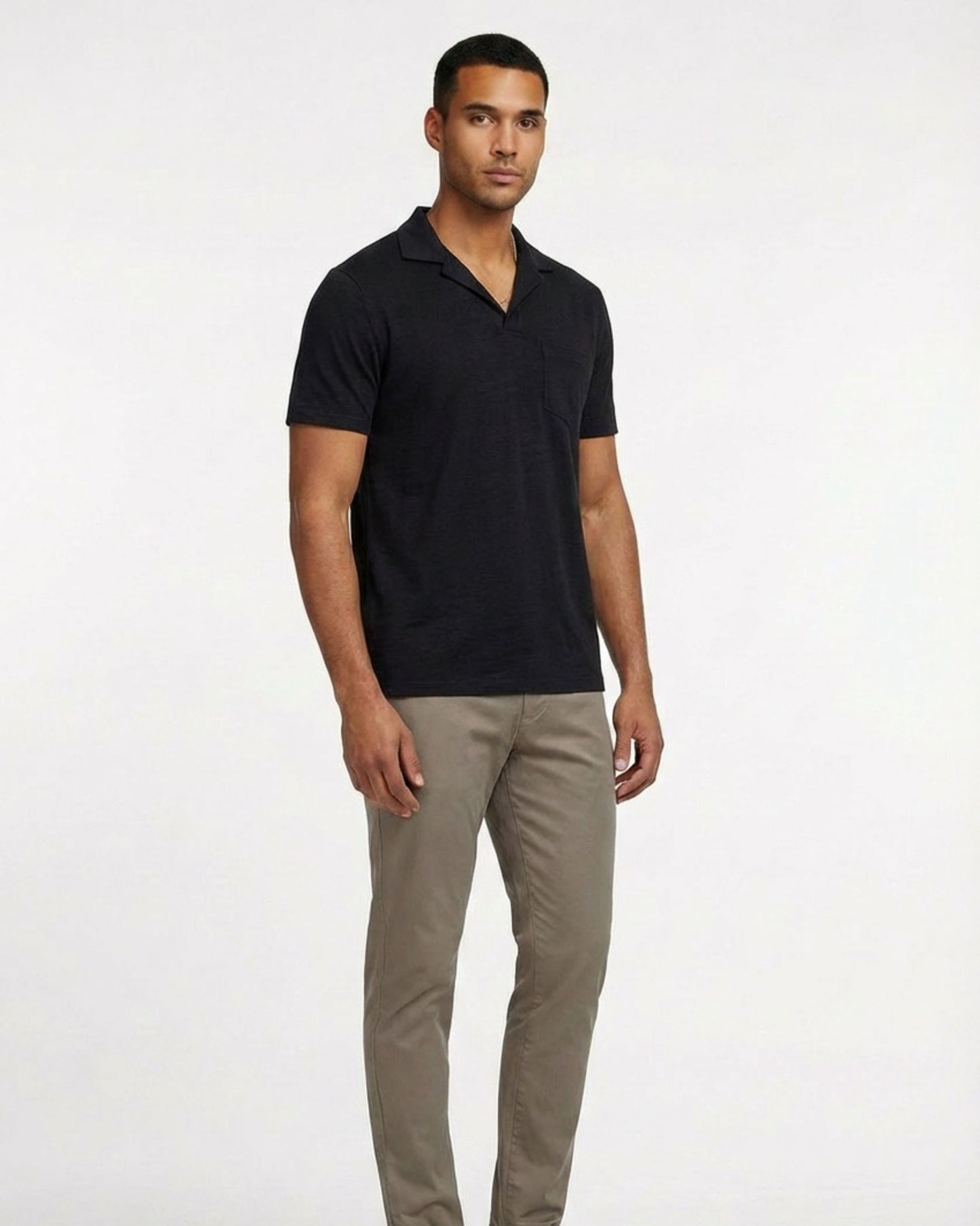 BOBBY MERINO JERSEY COLLARED SHIRT - BLACK