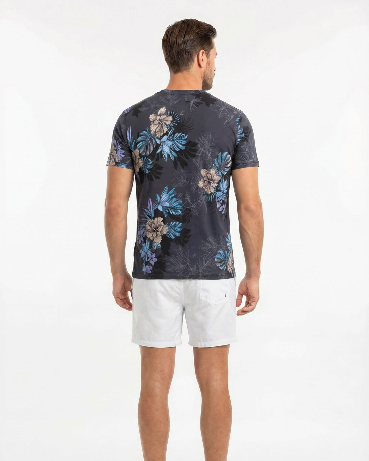 SAM FARM FLORAL TOWEL SHORT - WHITE