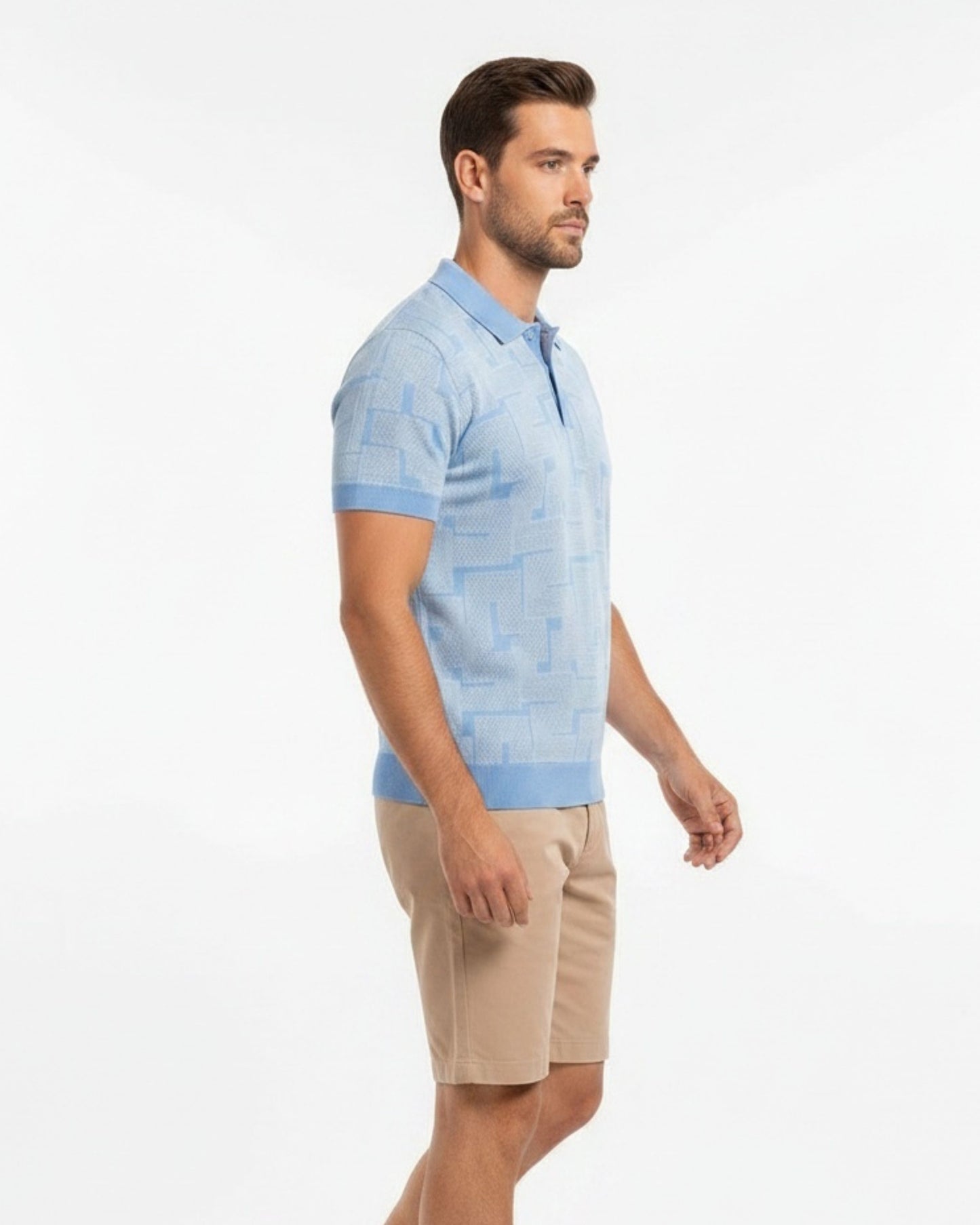 PILGRIM INTER TWINE BLUE MENS MERINO SILK CASHMERE POLO