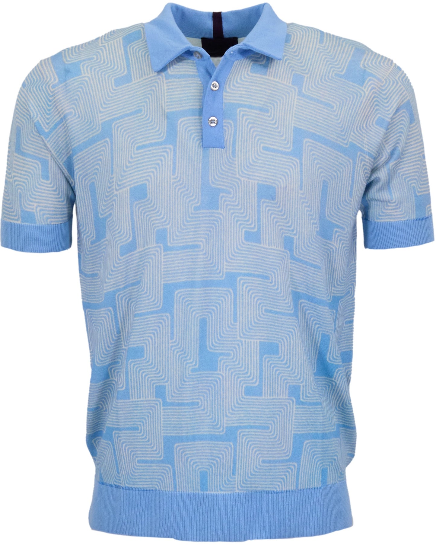 PILGRIM INTER TWINE BLUE MENS MERINO SILK CASHMERE POLO