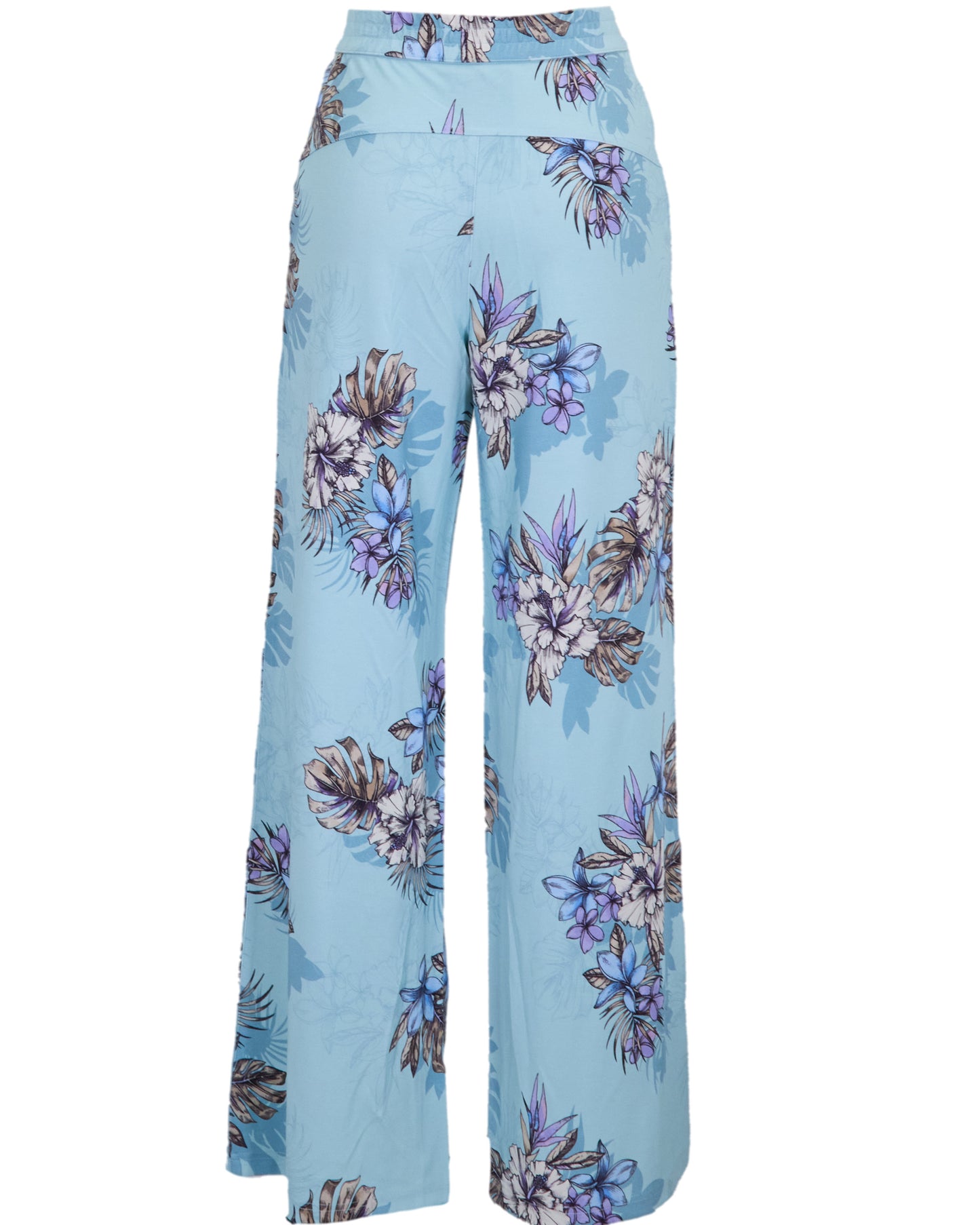 SANCHEZ EXOTIC FLORAL TEAL WOMENS WIDE-LEG PANT