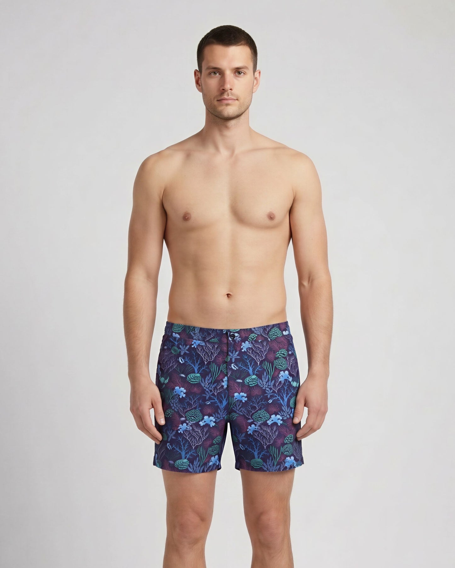 QUACK CORAL GARDEN SWIM SHORT IN PURPLE