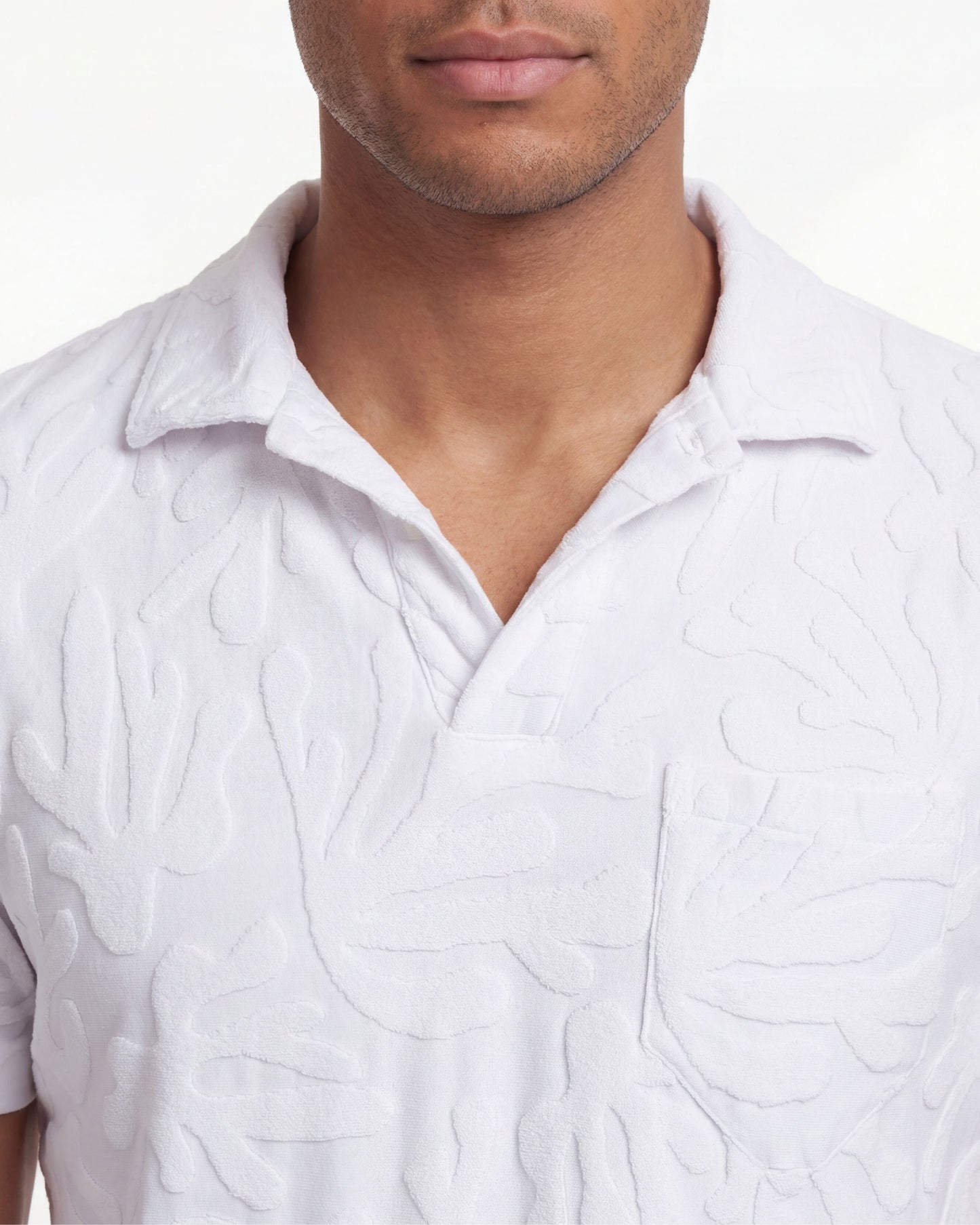 JOHNNY CORAL TOWEL POLO SHIRT IN WHITE