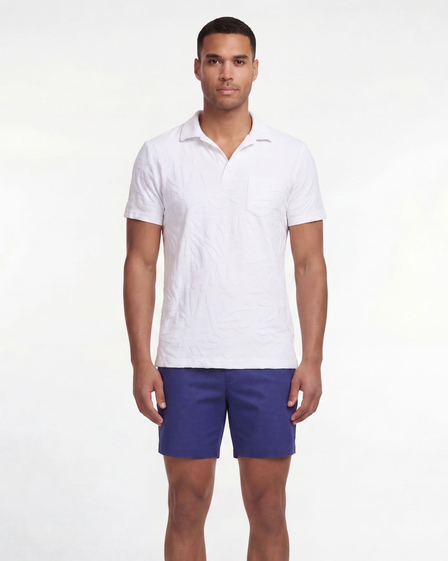 JOHNNY CORAL TOWEL POLO SHIRT IN WHITE