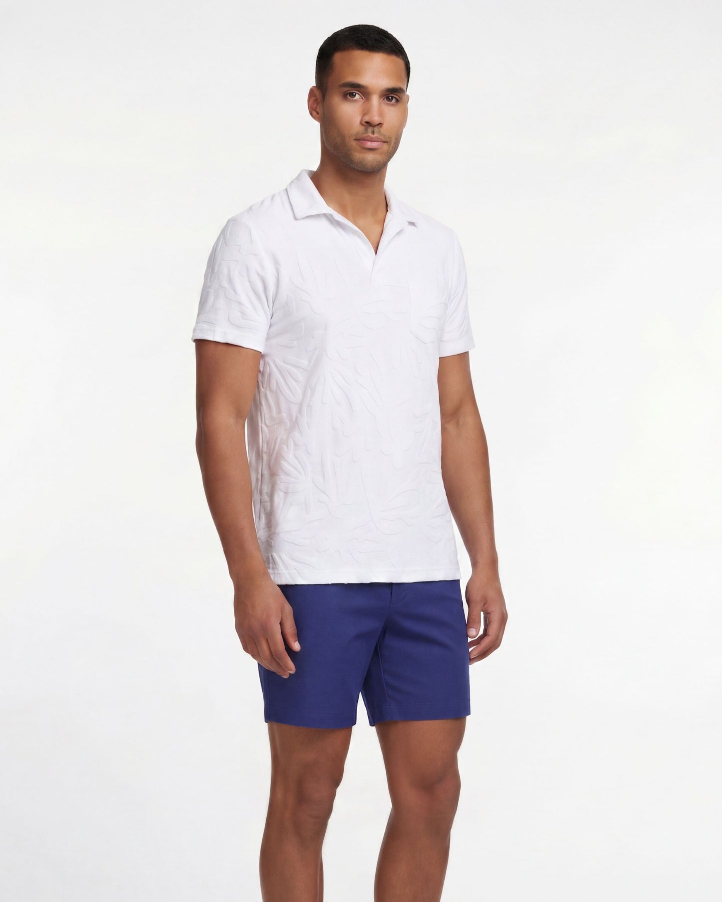 JOHNNY CORAL TOWEL POLO SHIRT IN WHITE