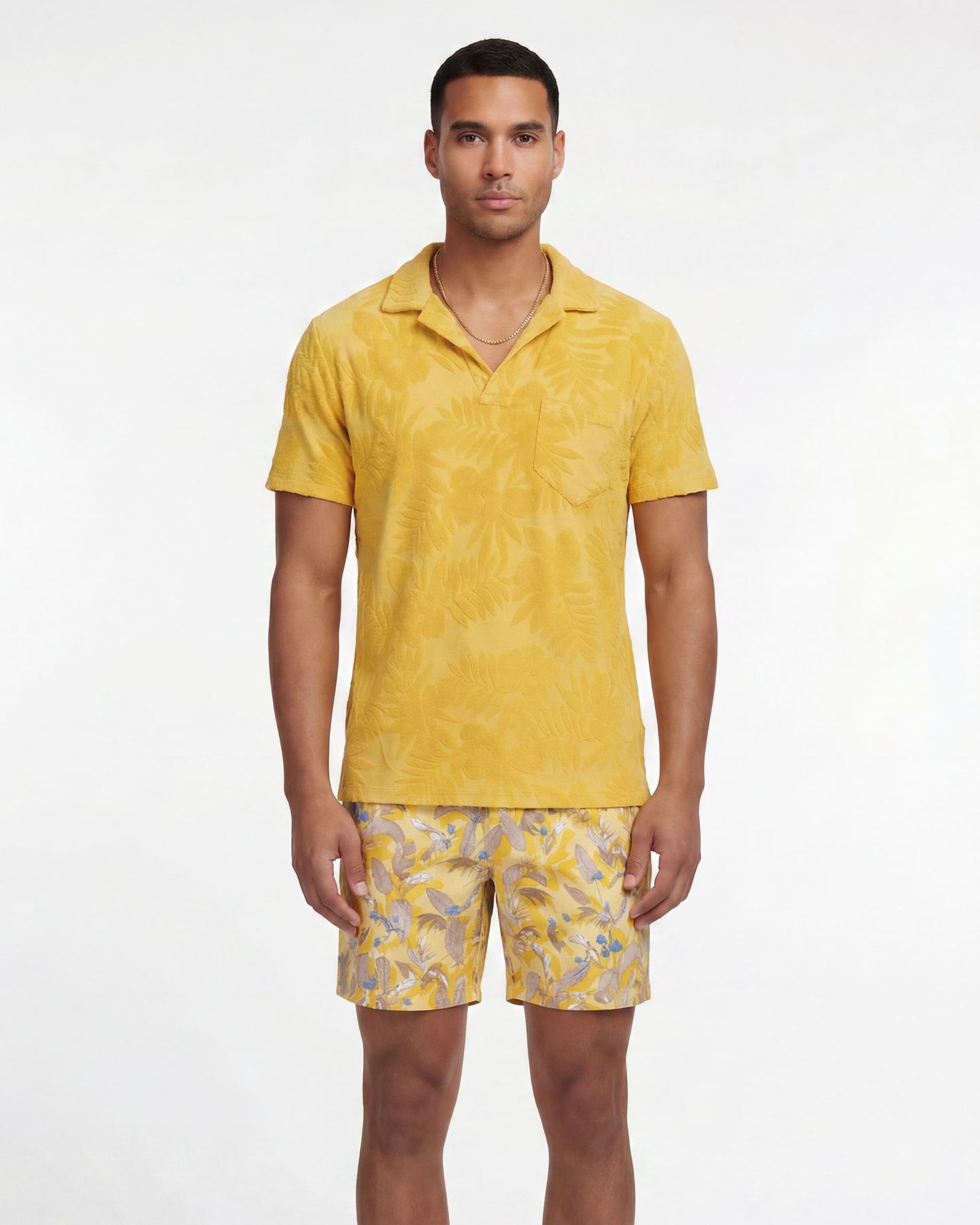 JOHNNY FARM FLORAL TOWEL POLO - SUNSHINE