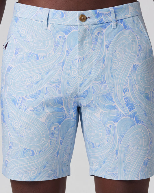 CLYDE MARAKESH PAISLEY TEAL MENS FLAT FRONT SHORT