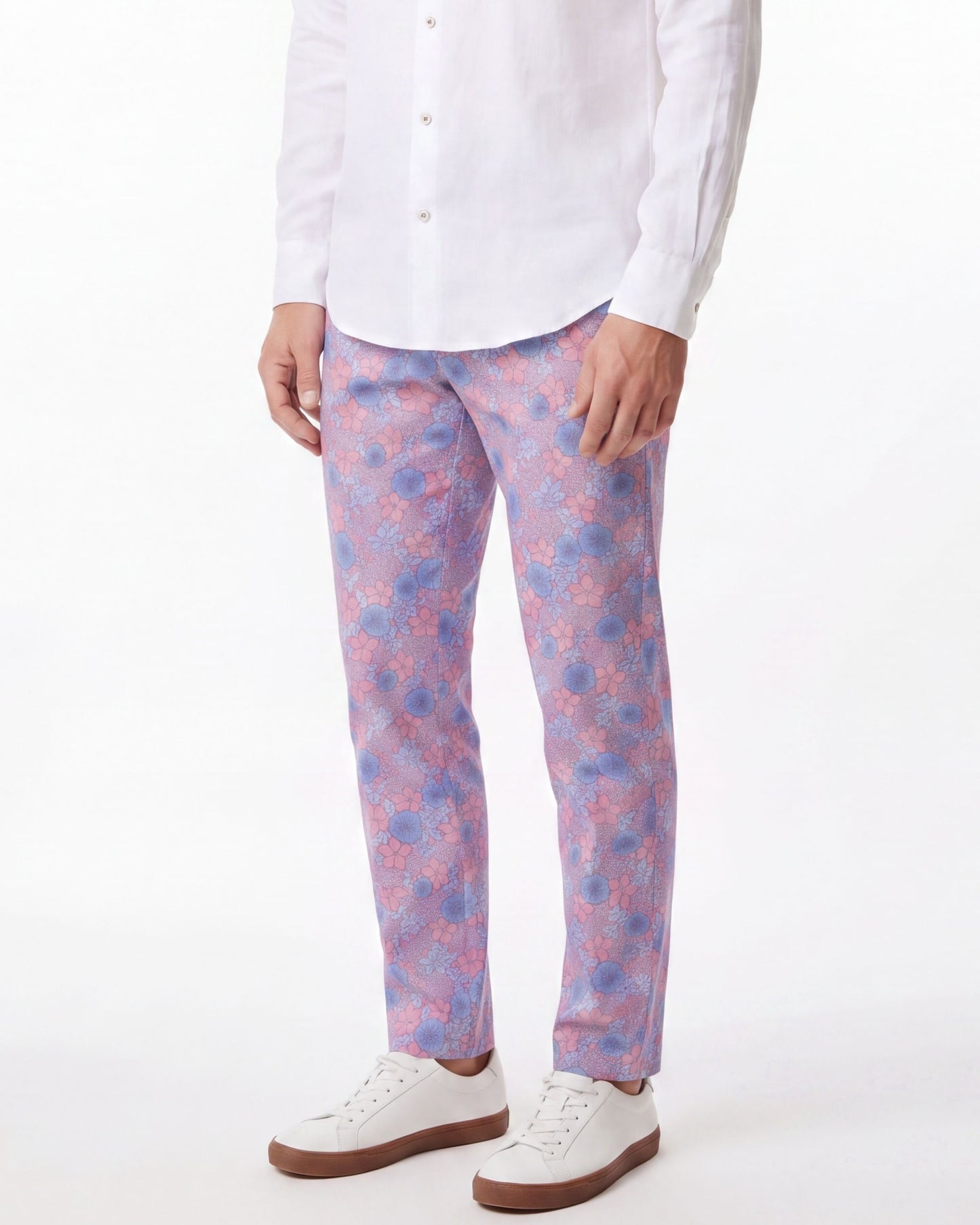 CASPIAN DENSE FLORAL STRETCH COTTON CHINO PANT - PINK