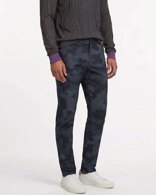 CASPIAN CAMO MOSAIC STRETCH COTTON CHINO PANT - COAL