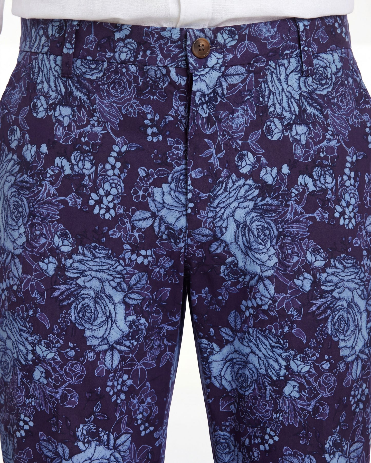 CASPIAN ROMA FLORAL STRETCH COTTON CHINO PANT - PLUM