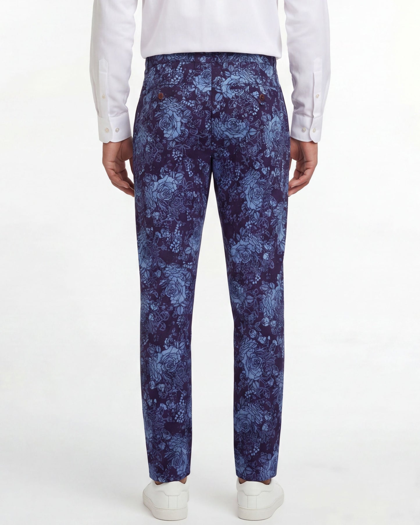 CASPIAN ROMA FLORAL STRETCH COTTON CHINO PANT - PLUM