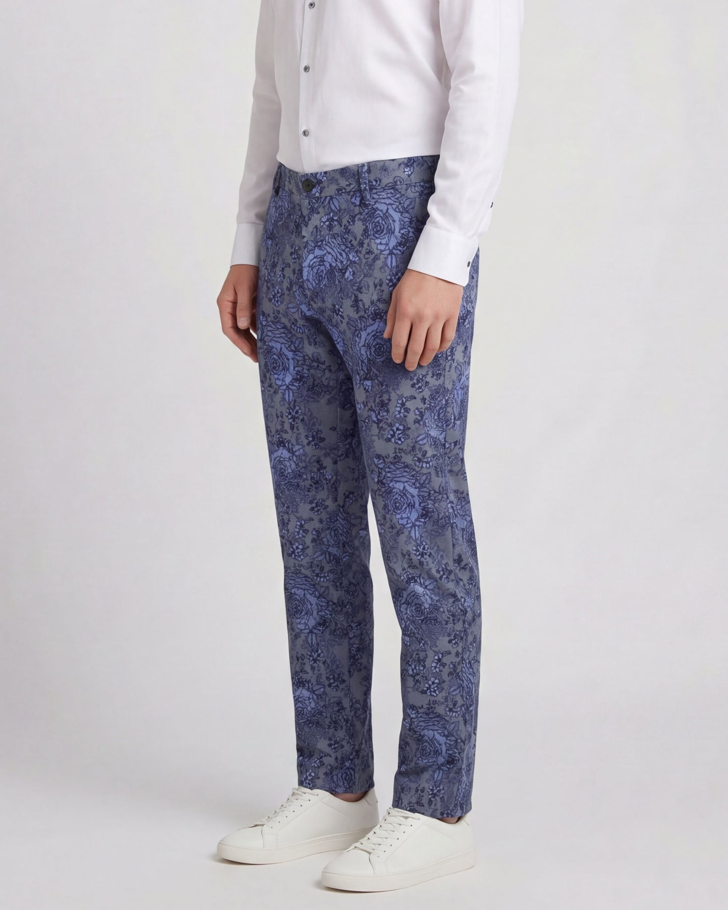 CASPIAN ROMA FLORAL STRETCH COTTON CHINO PANT - FLANNEL