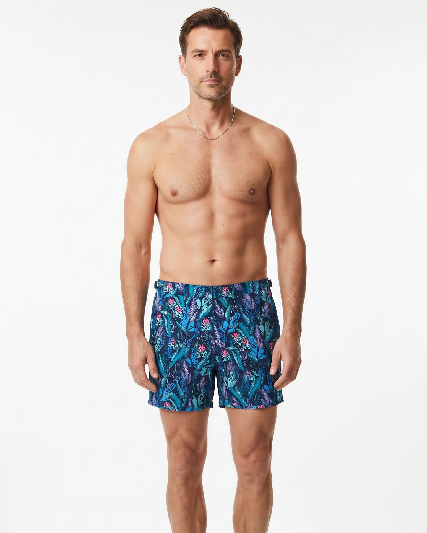POOL FLORAL TIDE SWIM SHORTS IN SMOKE