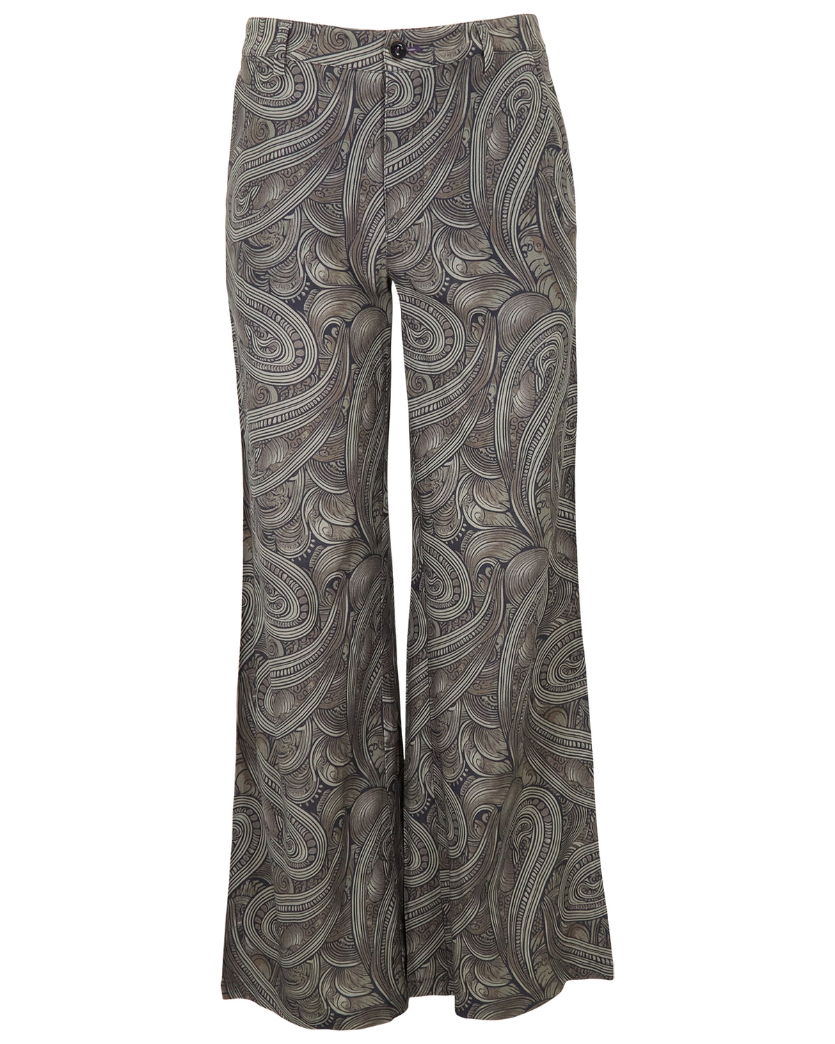 PHEOBE PAISLEY BADALONA SAGE WOMEN'S WOOL STRAIGHT-LEG PANT