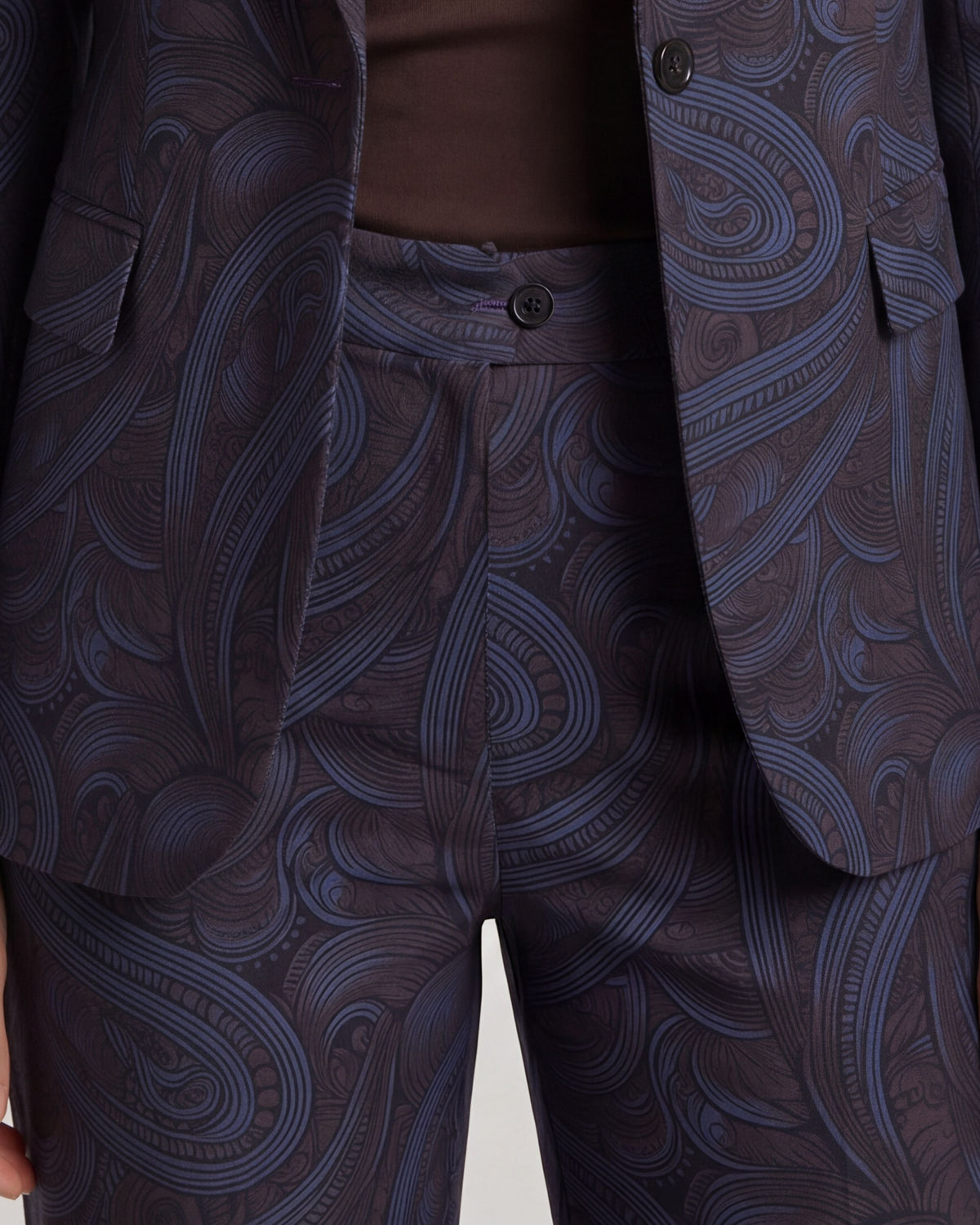 PHEOBE PAISLEY BADALONA BROWNIE WOMEN'S WOOL STRAIGHT-LEG PANT