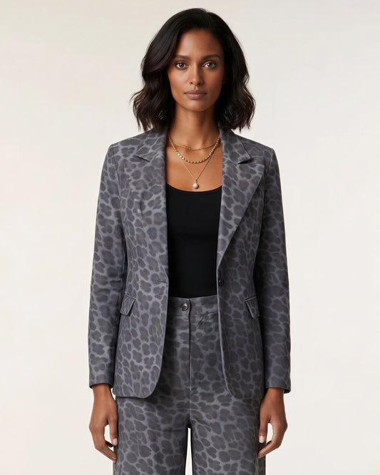 JOLENE LEOPARD SMOKE WOMEN'S VELVET TAILORED JACKET