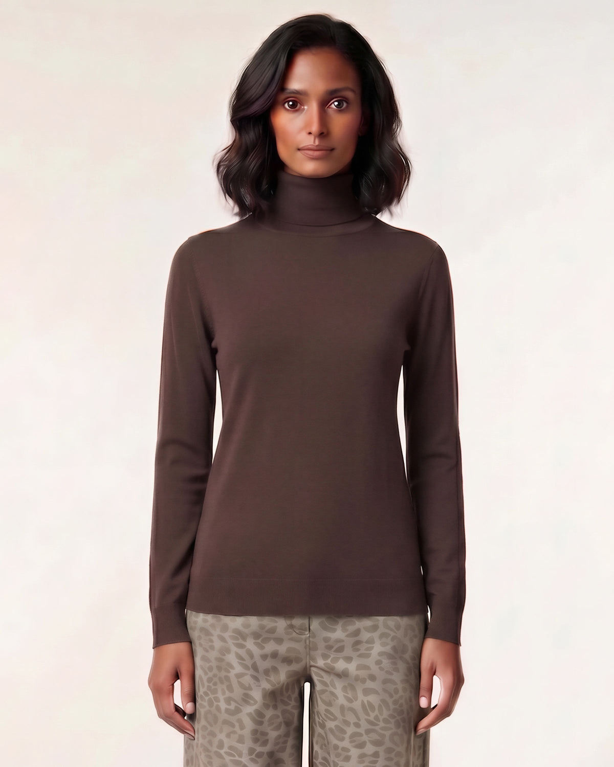 RONA BROWNIE WOMEN'S MERINO SILK CASHMERE TURTLENECK