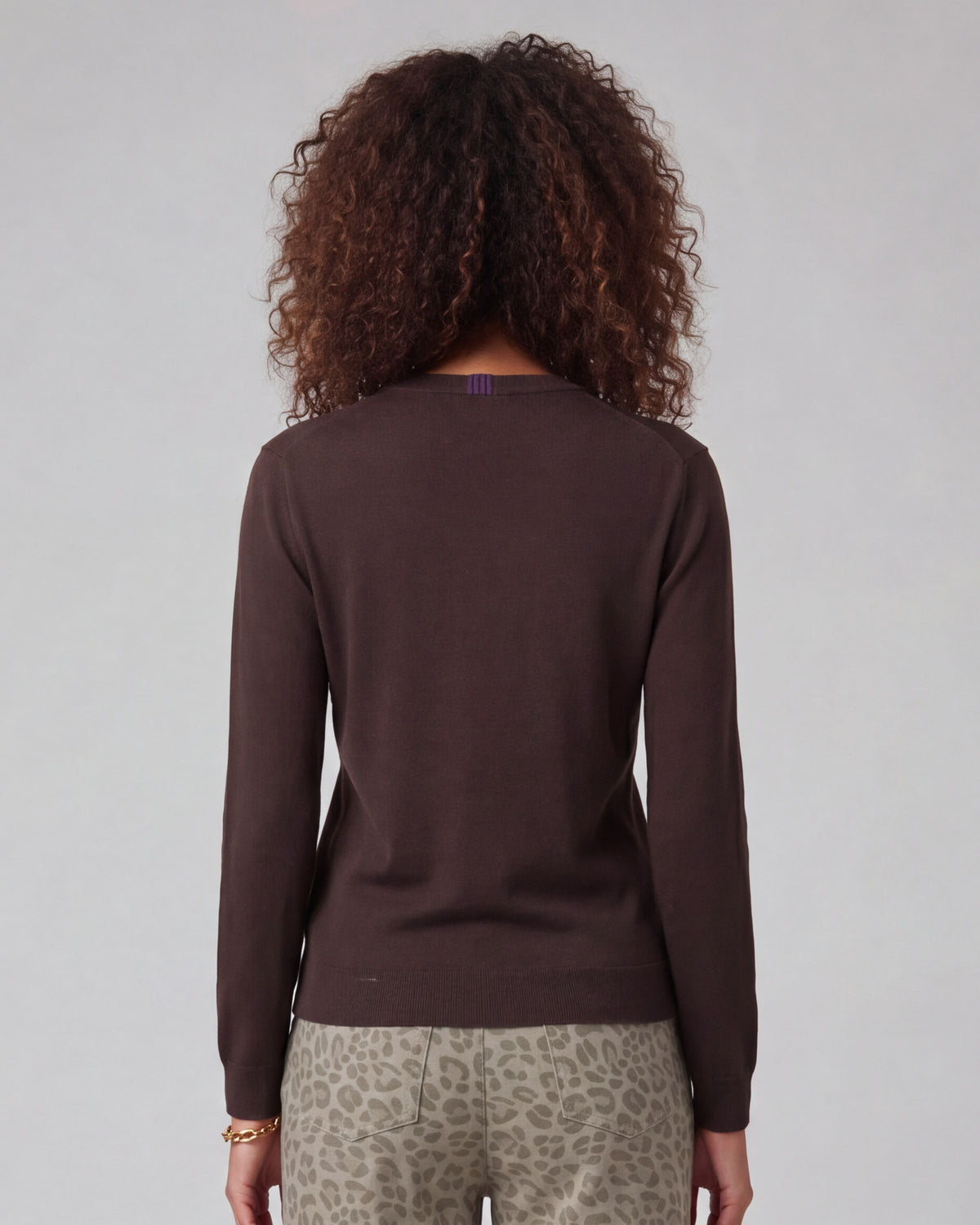 SASHA BROWNIE WOMEN'S MERINO SILK CASHMERE V-NECK SWEATER