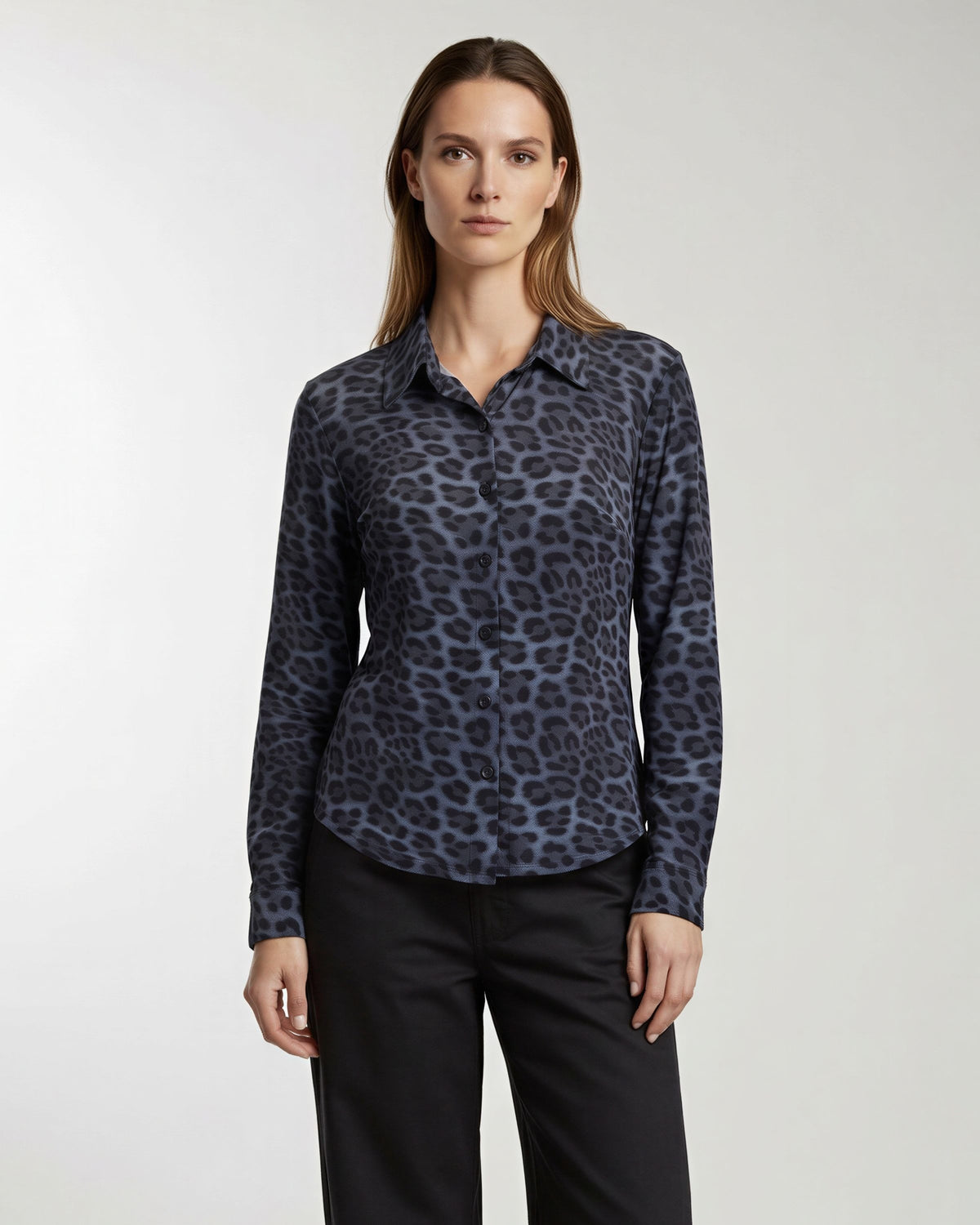 SCARLET LEOPARD SMOKE WOMEN'S MERINO JERSEY LONG-SLEEVE SHIRT
