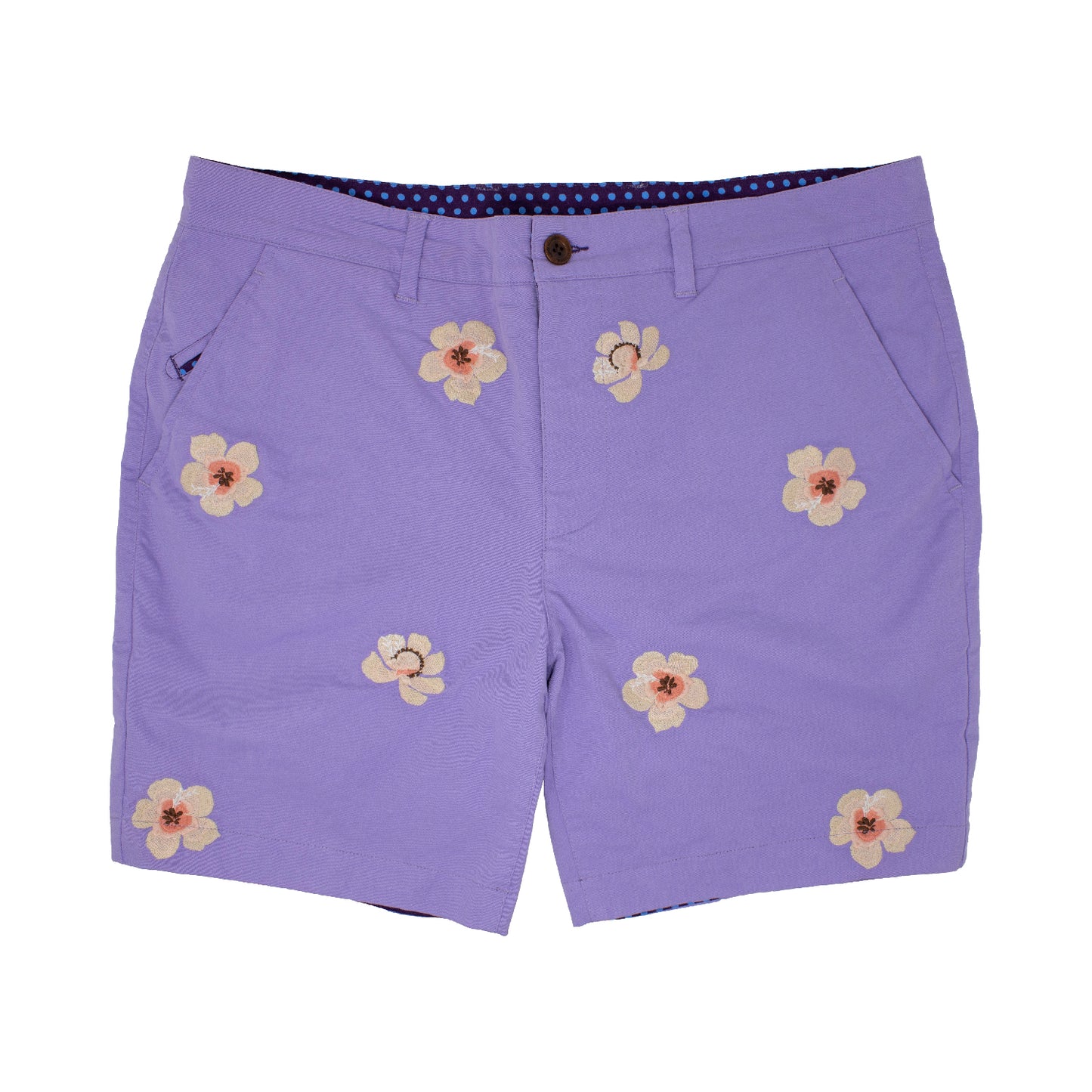 EDWARD LILAC FLOWER EMBROIDERY SHORTS