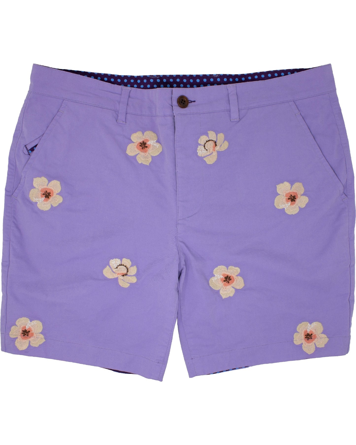 EDWARD LILAC FLOWER EMBROIDERY SHORTS